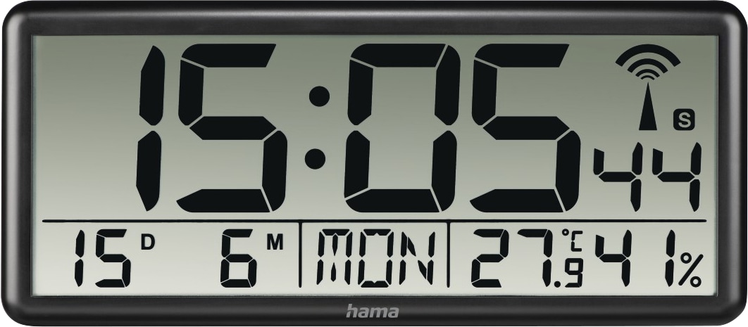 HAMA Digitale Funkwanduhr Jumbo, Schwarz