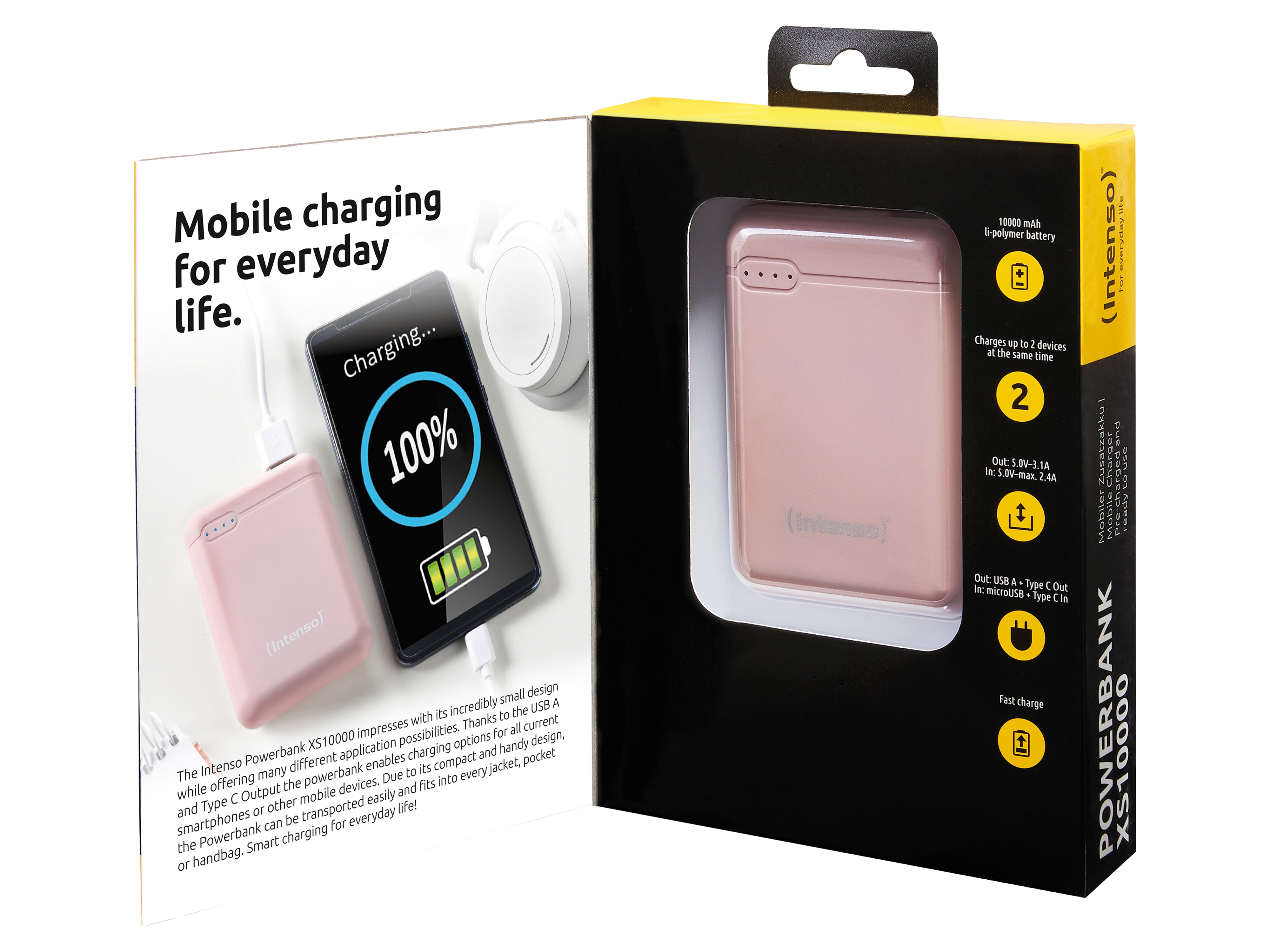 INTENSO USB Powerbank 7313533 XS 10000, 10.000 mAh, rose