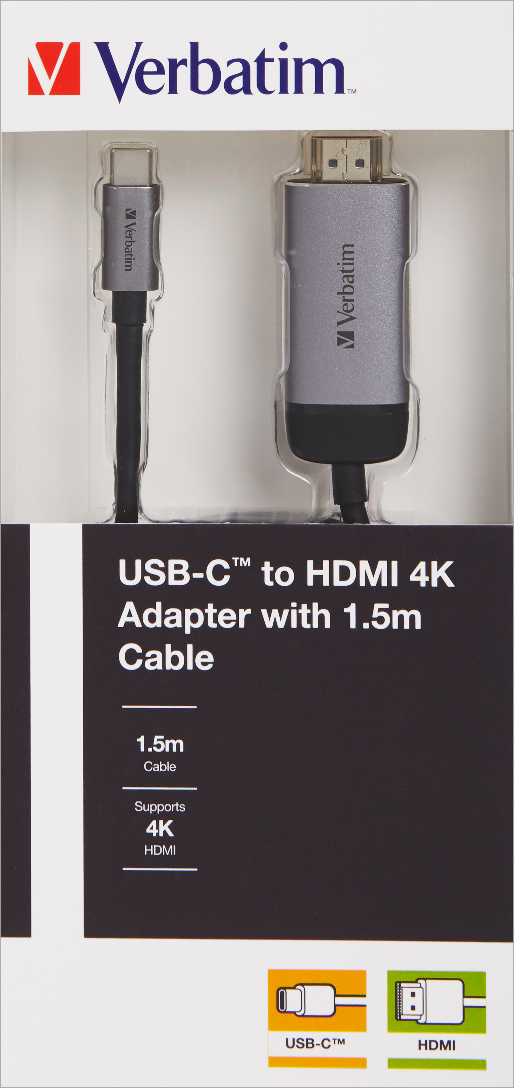 VERBATIM USB-C Adapter 49144, HDMI 4K, Slimline VERBATIM USB-C Adapter 49144, HDMI 4K, Slimline
