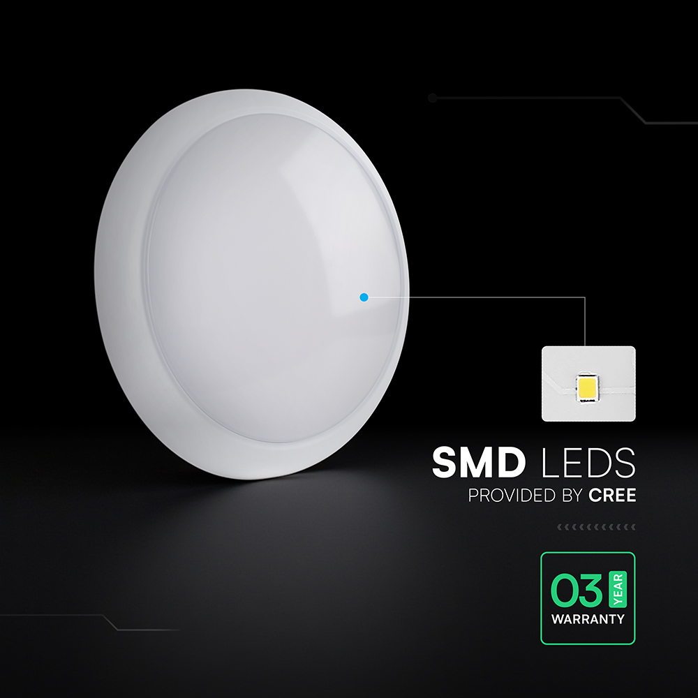 V-TAC LED-Deckenleuchte VT-812-24-6, 8W/16W/20W, 2700lm, 3000K/4000K/6500K, Ø32cm, 110°