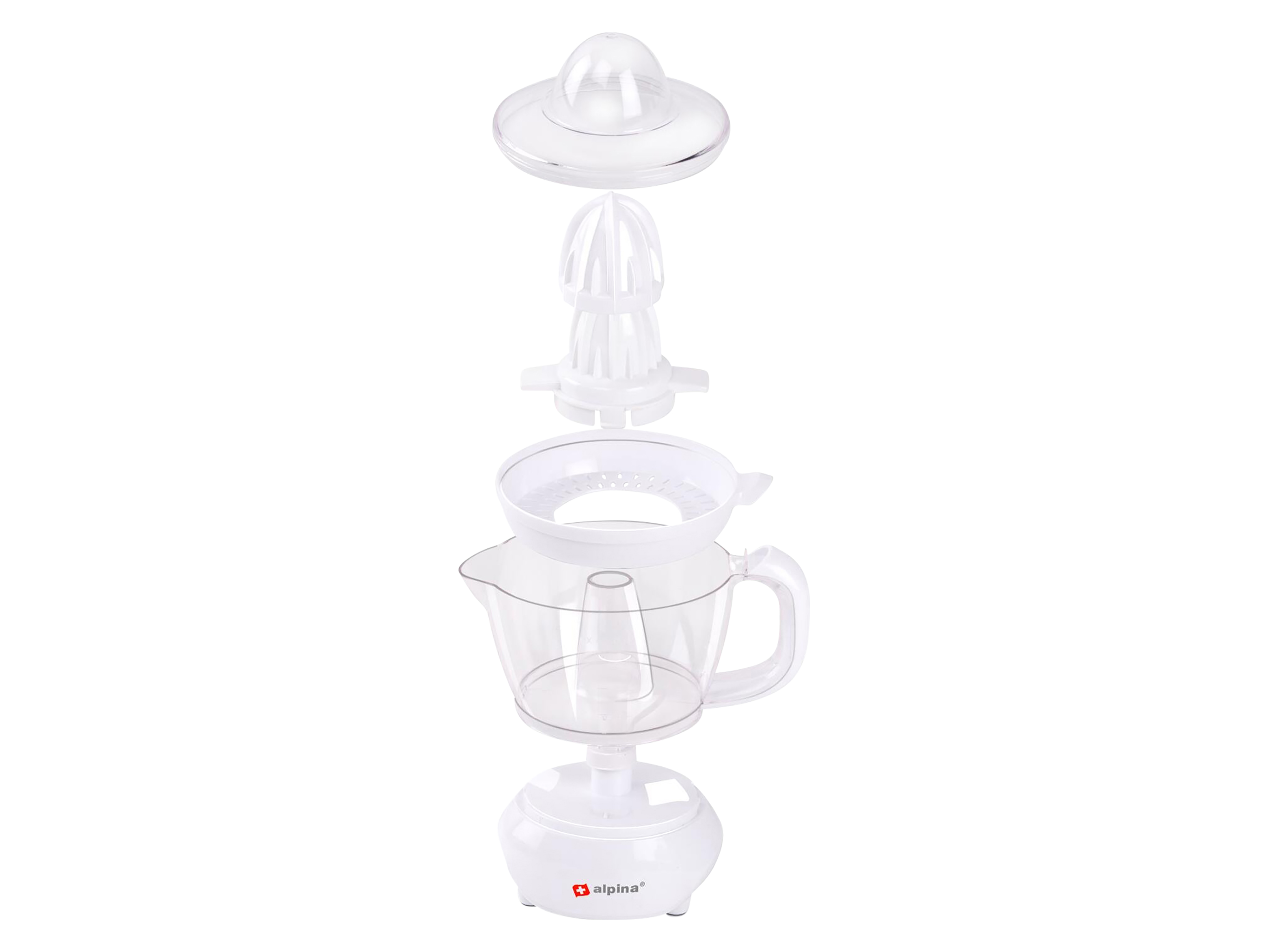 ALPINA Saftpresse, 0,7 Liter, Ziruspresse, 2 Presskegel, 25 W, weiß