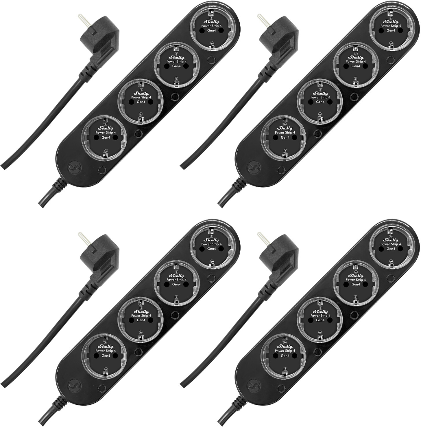 SHELLY Power Strip 4 Gen4, 4-fach Steckdosenleiste, schwarz, WiFi, Bluetooth, Zigbee, Matter, Apple HomeKit, Alexa, 4 Stück