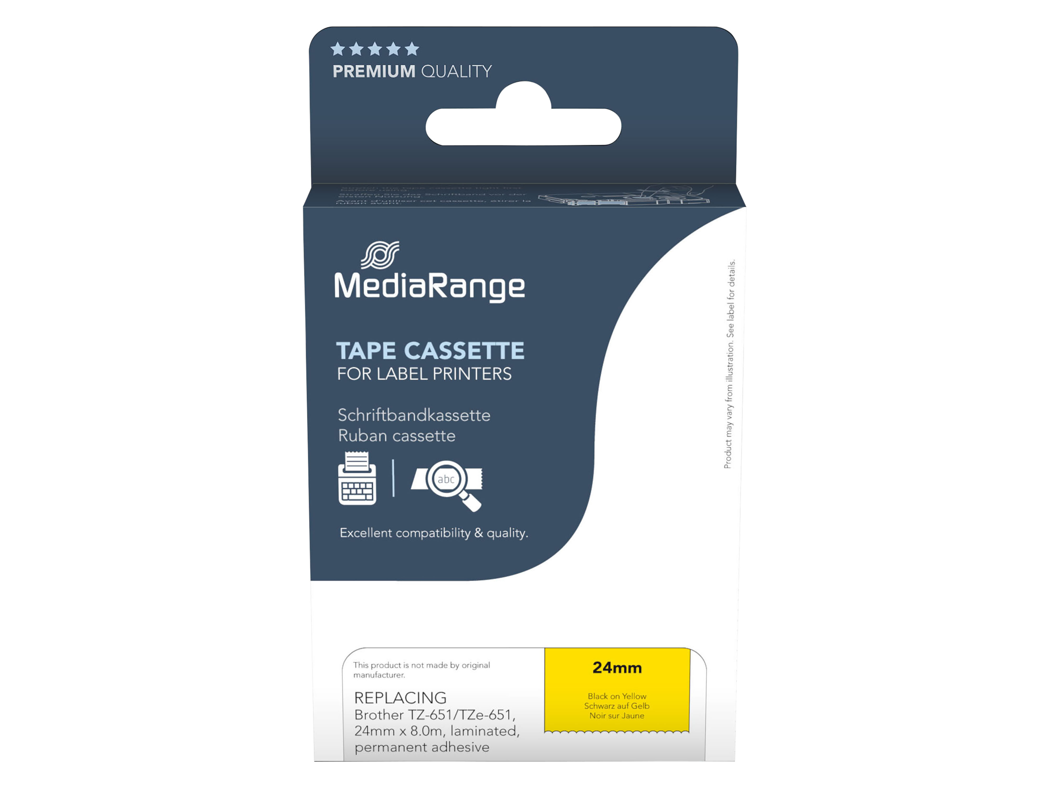 MEDIARANGE Schriftband MRBTZ651, ersetzt Brother TZ-651/TZe-651