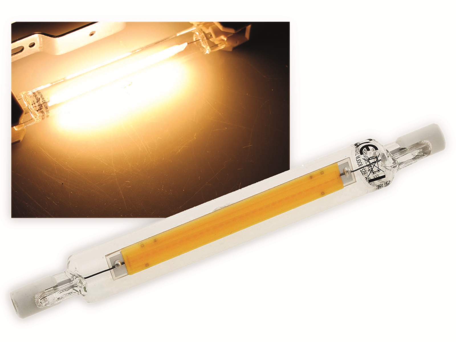 CHILITEC LED-Lampe R7s, EEK: E, 8 W, 930 lm, 2900 K, warmweiß, COB, 118 mm CHILITEC LED-Lampe R7s, EEK: E, 8 W, 930 lm, 2900 K, warmweiß, COB, 118 mm