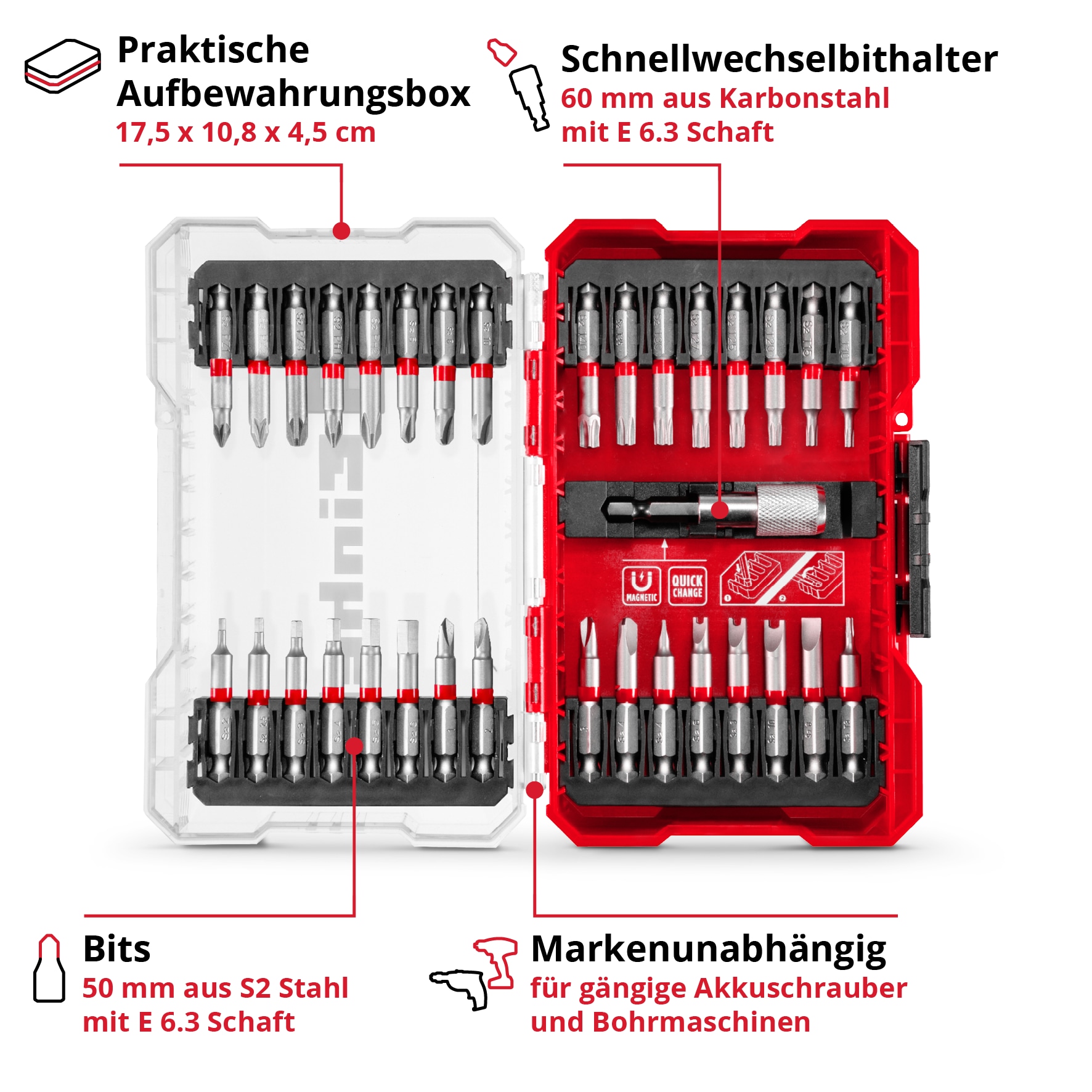 EINHELL Bit-Set, 118903, M-Case, 33-teilig