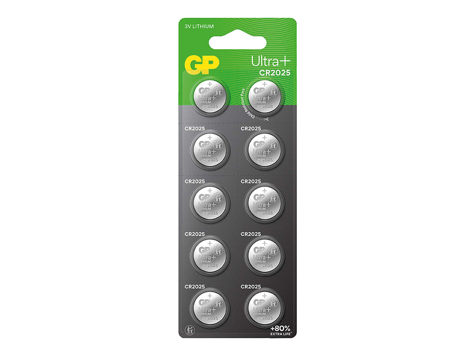 GP Ultra Plus, CR2025 Lithium Knopfzelle, 3 V, 10 Stück GP Lithium-Knopfzelle CR2025, 3V, 10 Stück