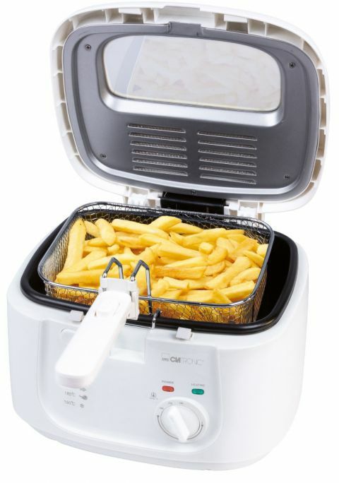 CLATRONIC Fritteuse 2,5L (Öl) FR 3771, antihaftbeschichtet, Cool Toch, 1800W, weiß
