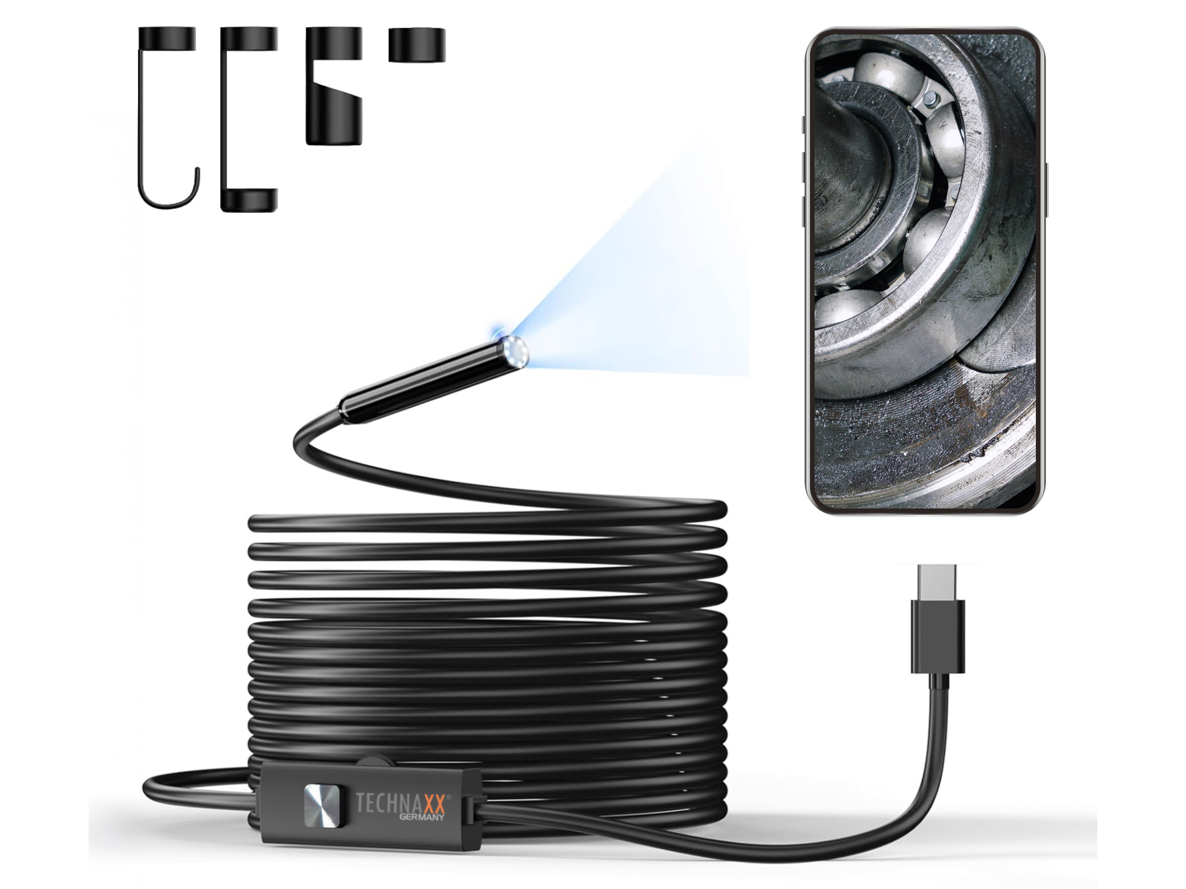 TECHNAXX USB-C Endoskopkamera TX-386, mit Licht