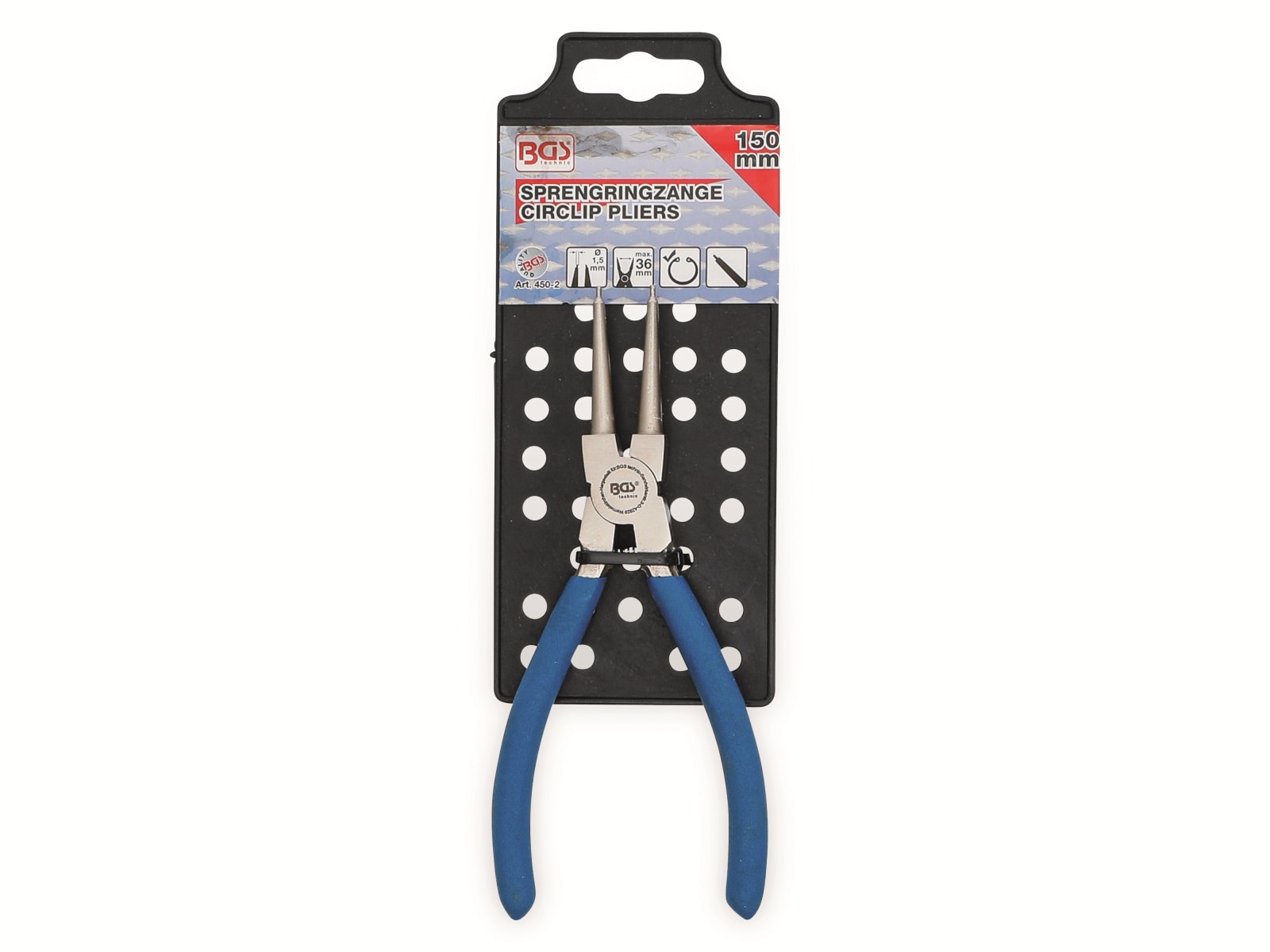 BGS TECHNIC Sprengringzange 450-2, gerade, 150 mm