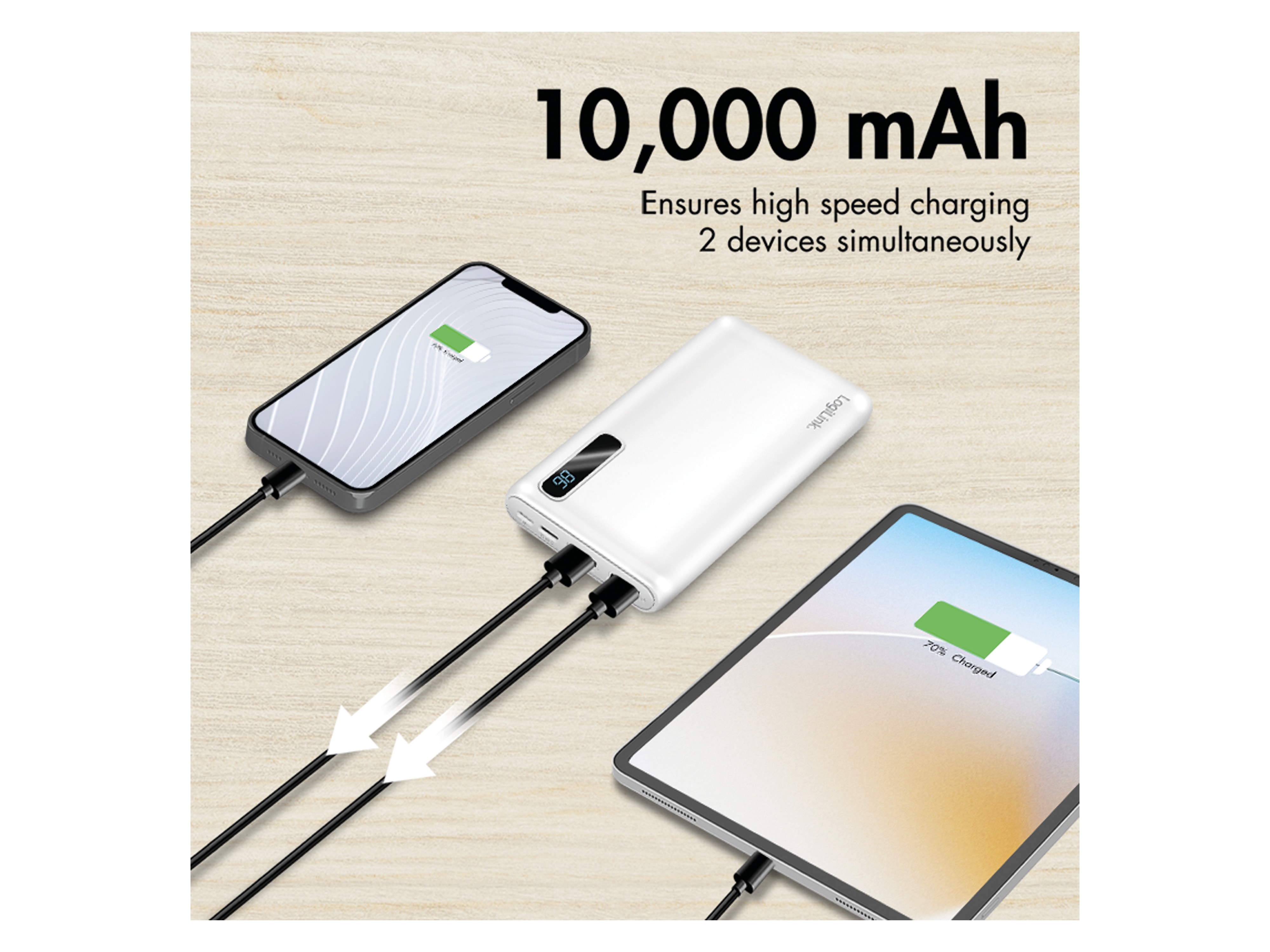LOGILINK Powerbank PA0280W, 10.000 mAh, weiß