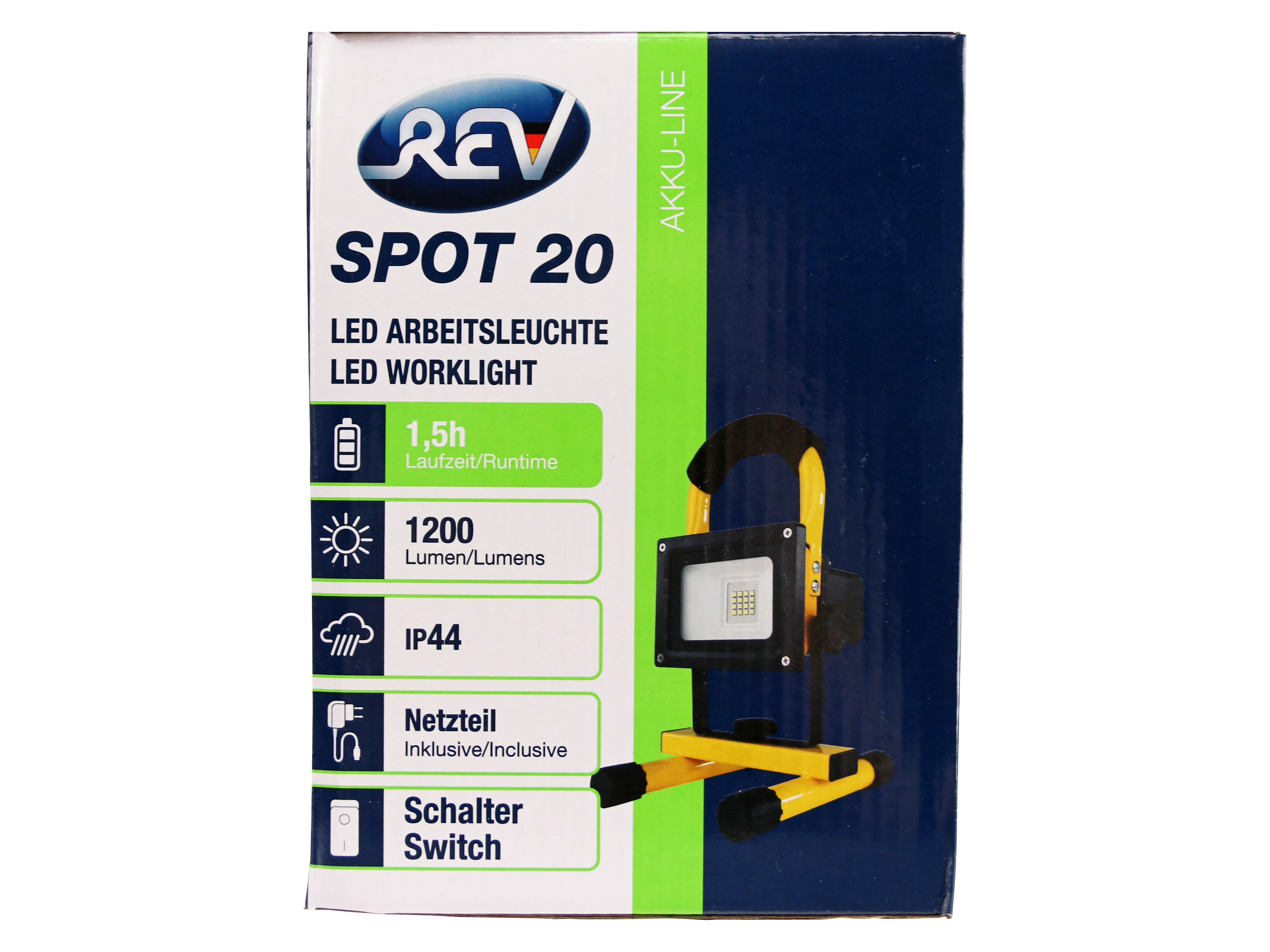 LED Arbeitsleuchte Spot 20, 16W, 5700K, 1200 lm, tageslichtweiß, IP44, schwarz LED Arbeitsleuchte Spot 20, 16W, 5700K, 1200 lm, tageslichtweiß, IP44, schwarz