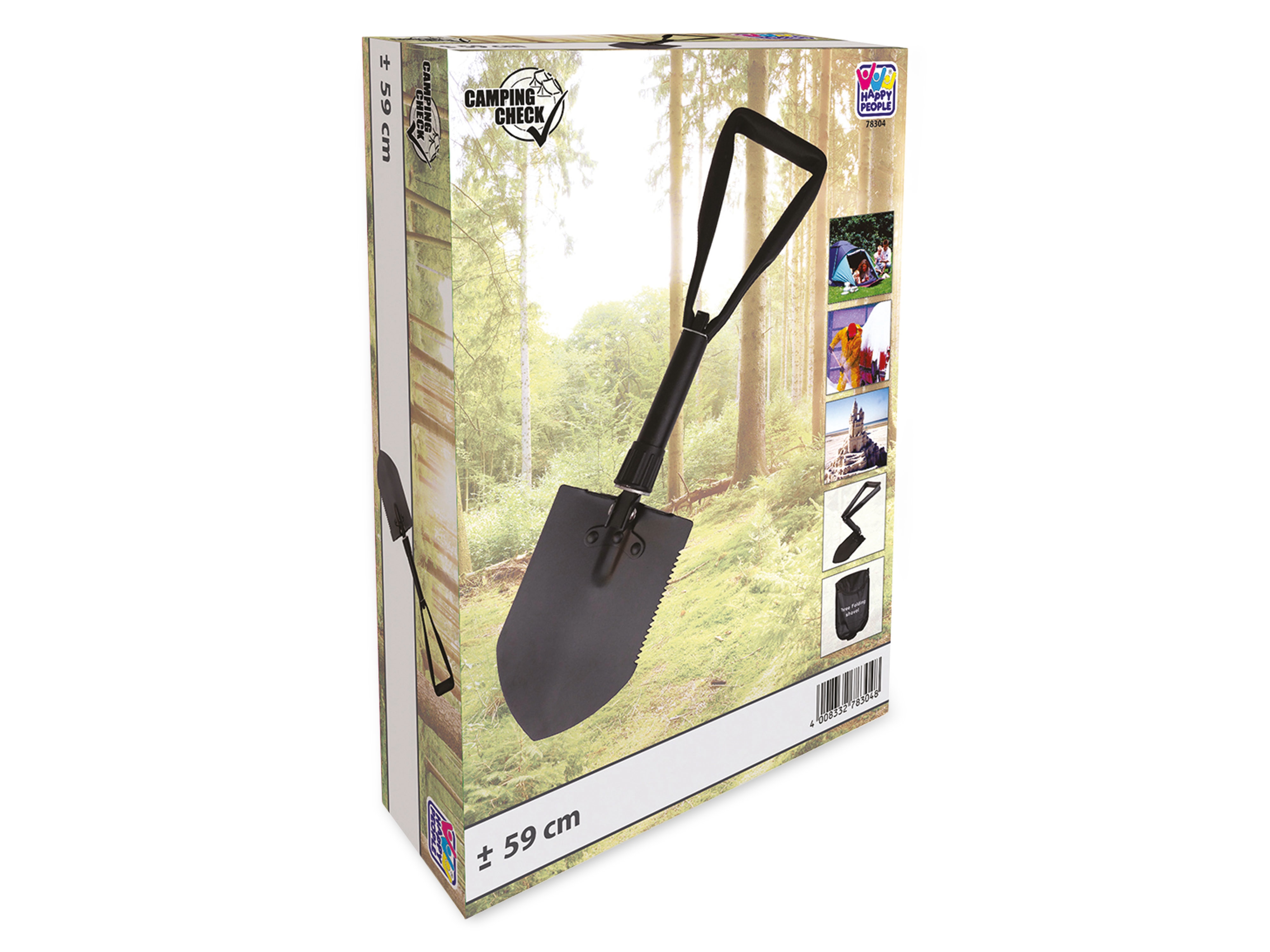 HAPPY PEOPLE Klappspaten, 590 mm, 3-geteilt, Metall, schwarz