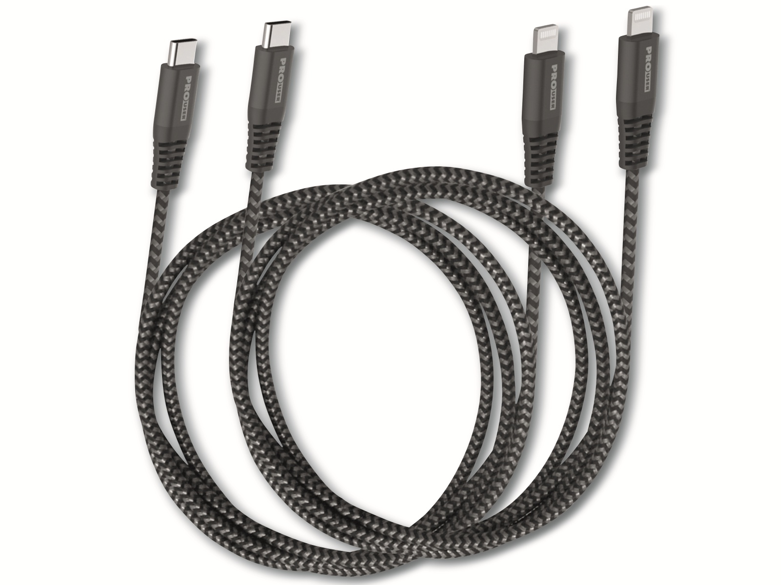 PROUSER USB-Daten/Ladekabel 2er-Set, USB-C zu USB-Lightning, 100/150 cm PROUSER USB-Daten/Ladekabel 2er-Set, USB-C zu USB-Lightning, 100/150 cm