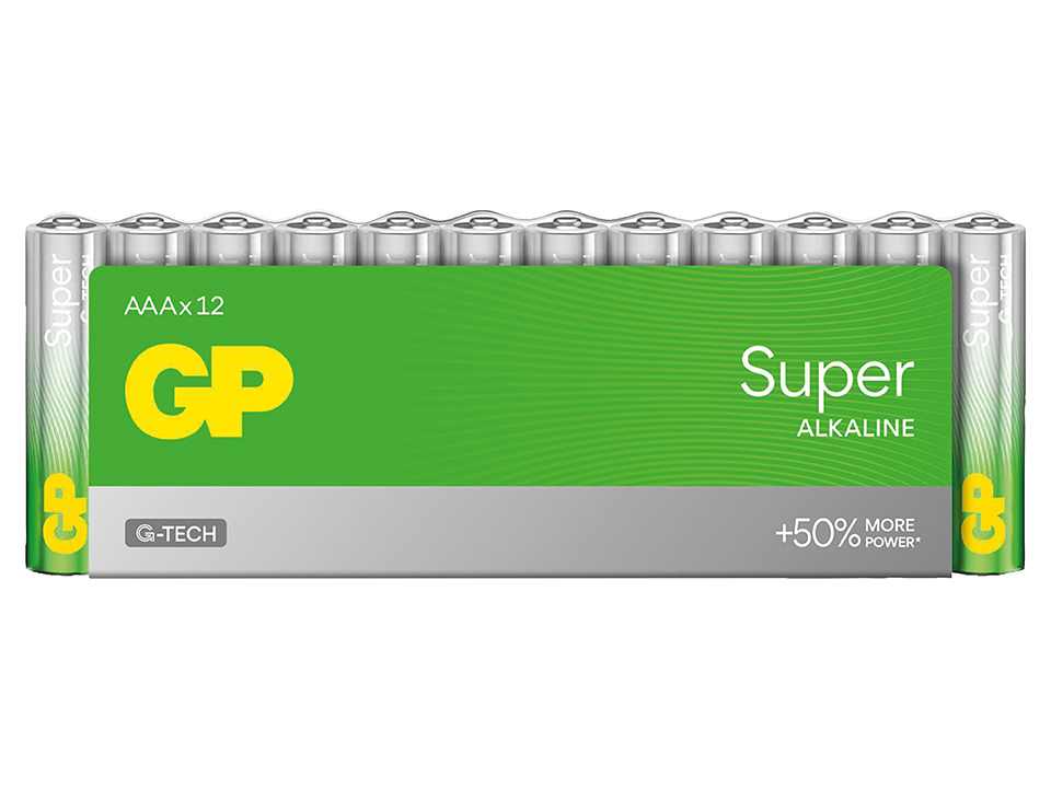 GP Super Alkaline, AAA Micro Batterie, 1,5 V, 12 Stück GP AAA-Batterie Alkaline Super, 1,5V, 12 Stück