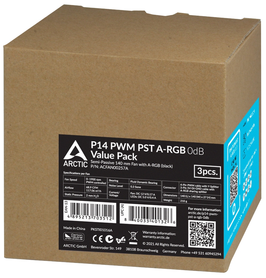 ARCTIC Lüfter P14 PWM PST A-RGB 140mm 3er Pack