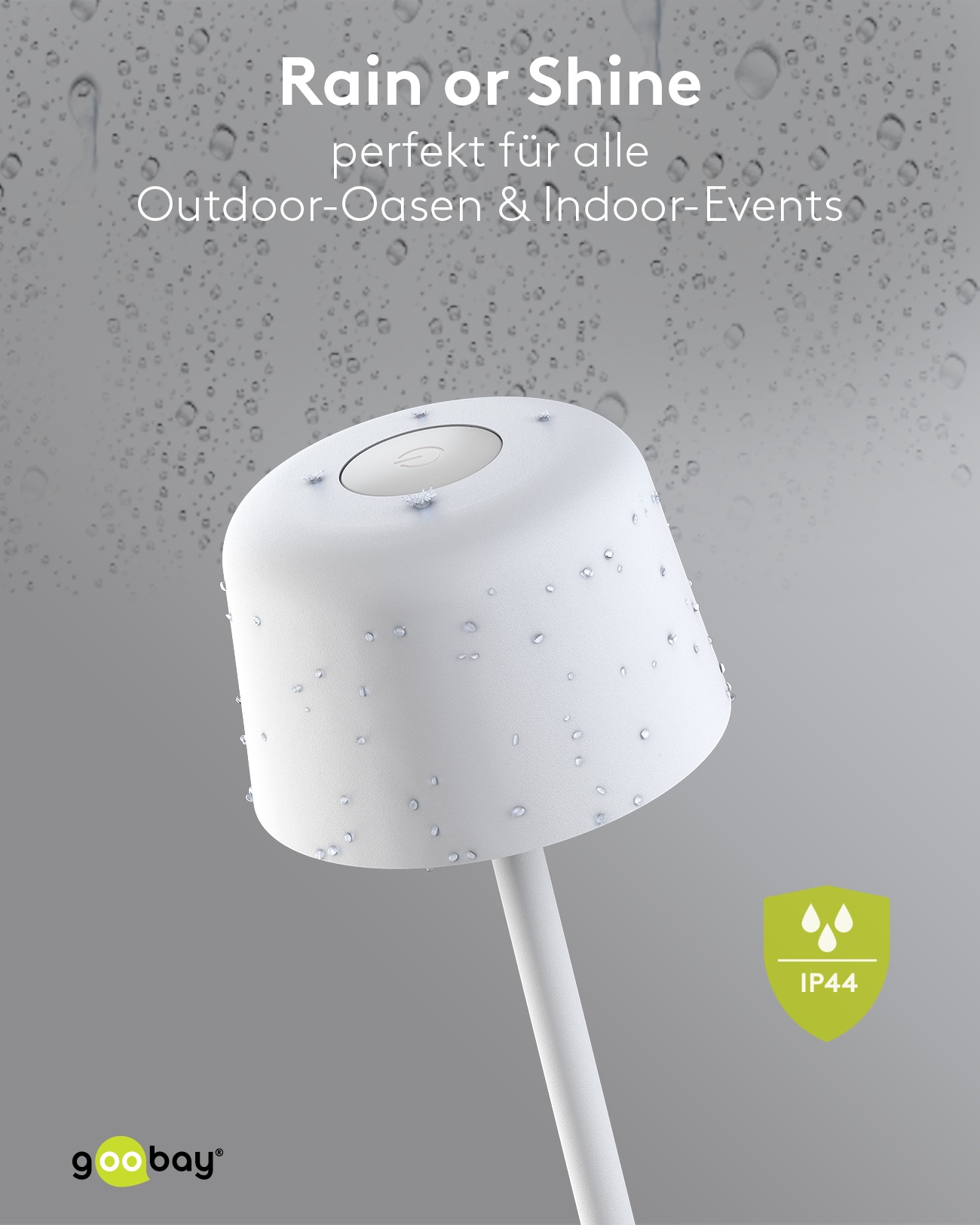 GOOBAY LED-Tischleuchte 77676, 2W, 3000 K, 150 lm, warmweiß, IP44, weiß