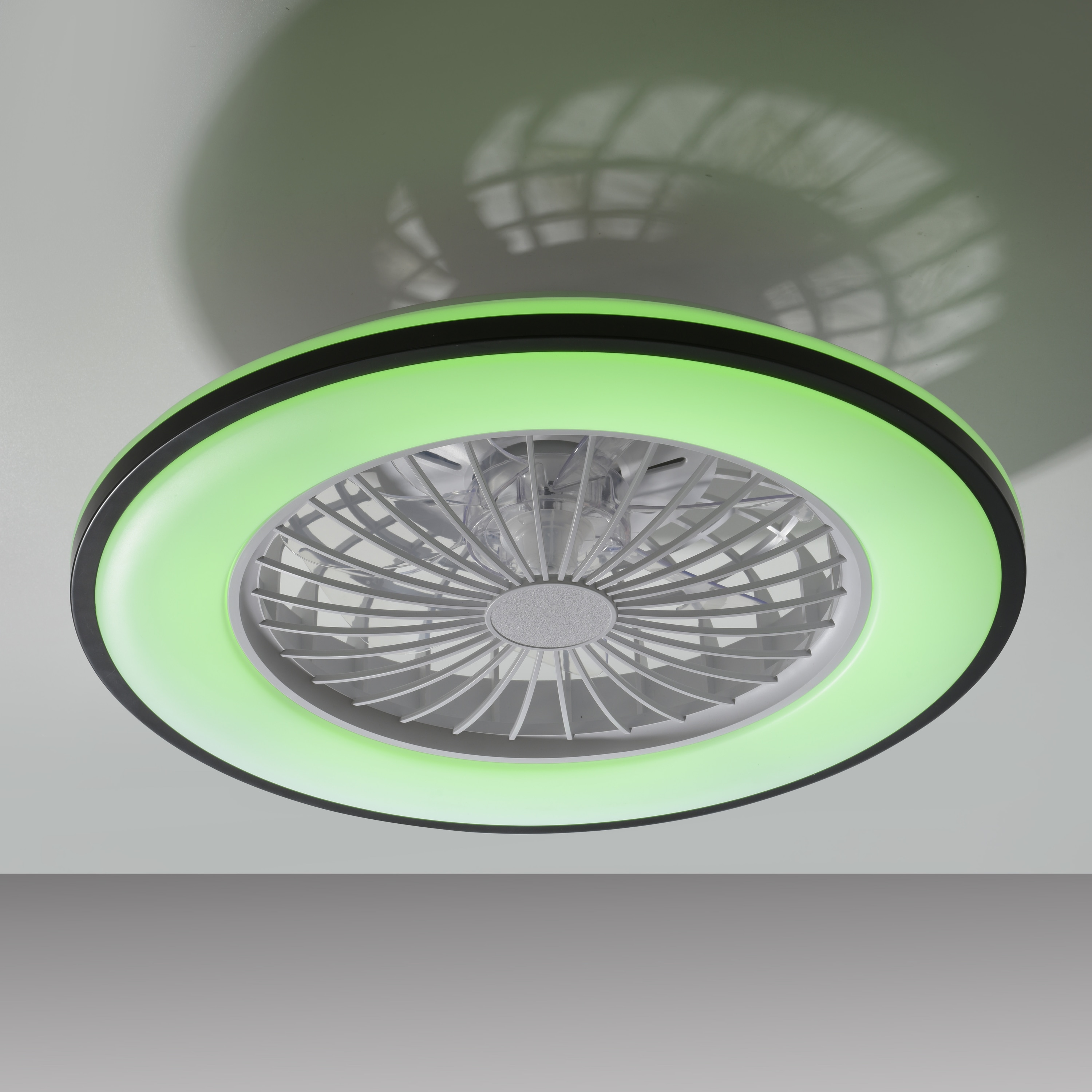 JUST LIGHT LED-Deckenleuchte 14447-18, Ventilator, 44W, 5400lm, CCT, RGB, IP20, schwarz/weiß