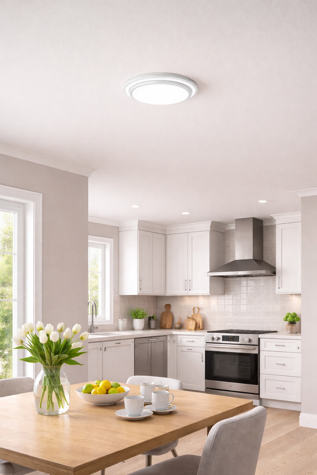 BLULAXA LED-Wand-und Deckenleuchte Nia-S, 16 W, 3000 K, 2000 lm, warmweiß, IP20, weiß/silber, 285 mm