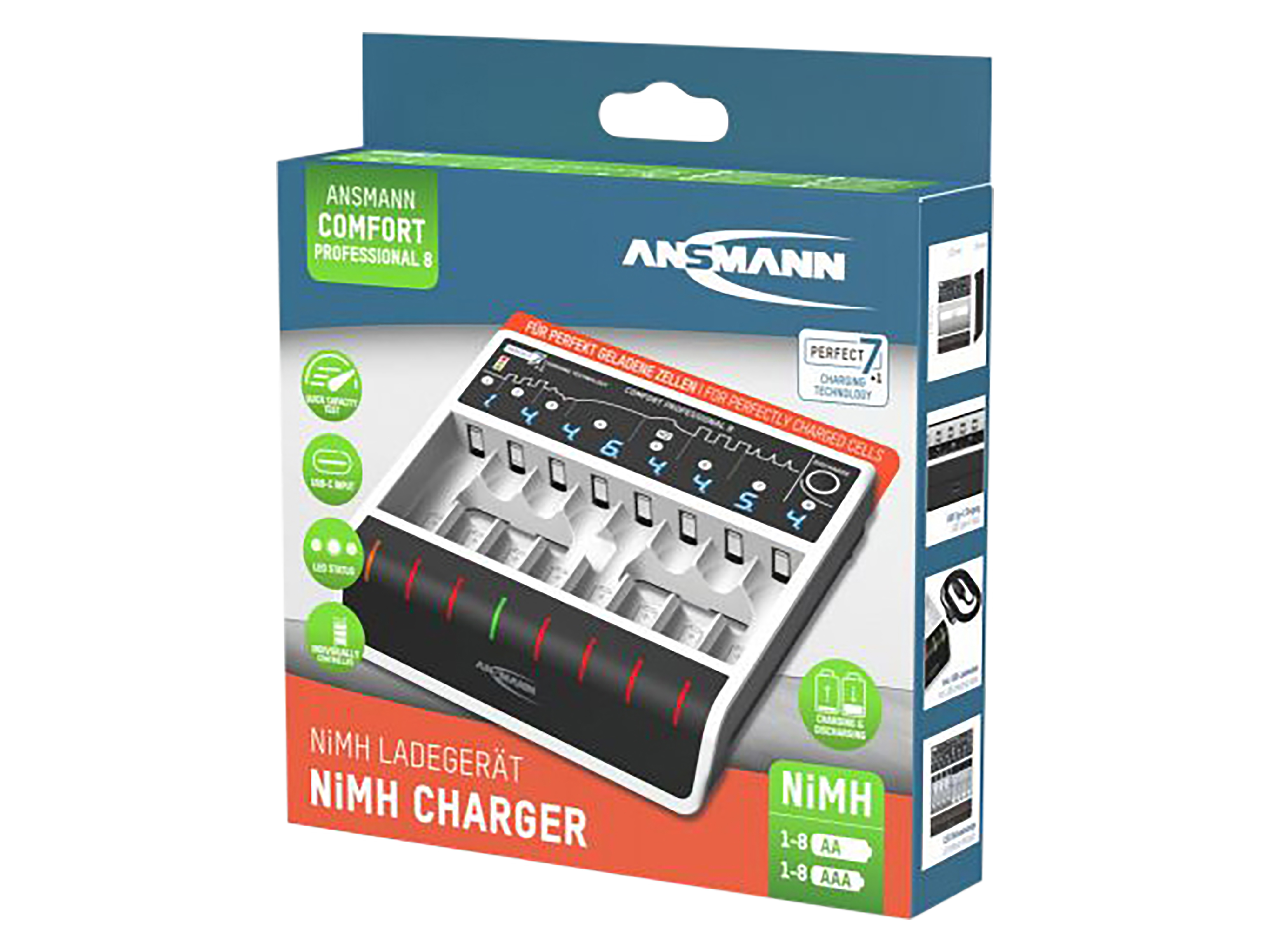 USB-Akku-Ladegerät ANSMANN Comfort Professional 8, 1...8 NiMH, für AAA/AA