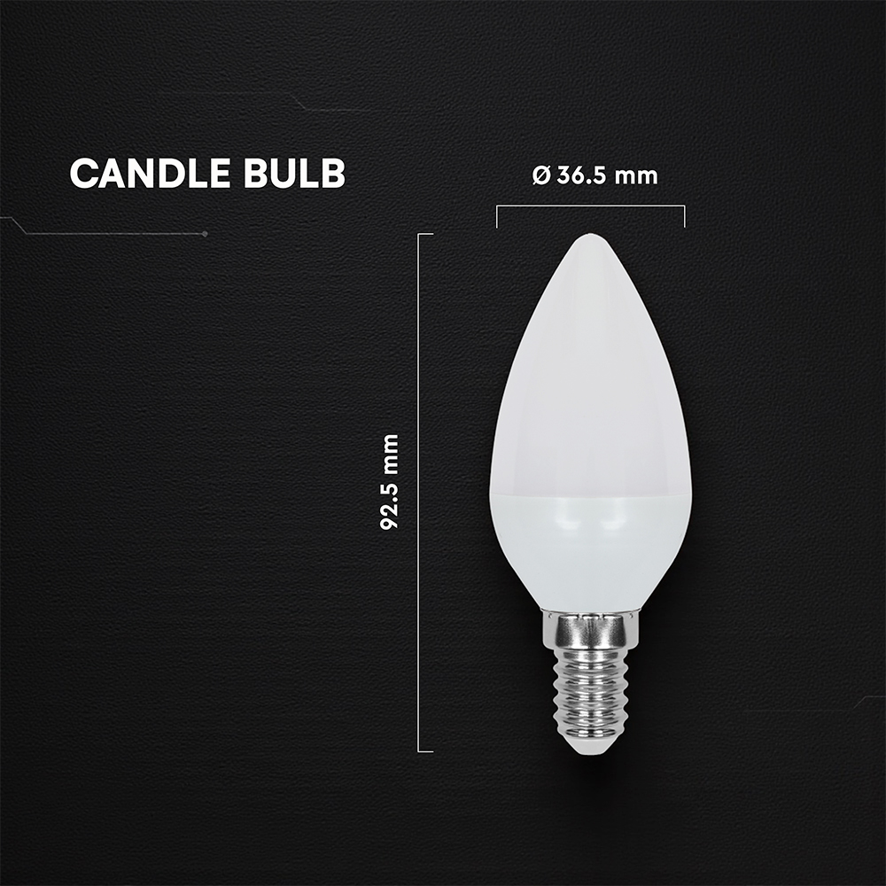 V-TAC LED-Lampe VT-2141226, EEK: F, 3,7W, 320lm, 6500K, C37, E14, 180°