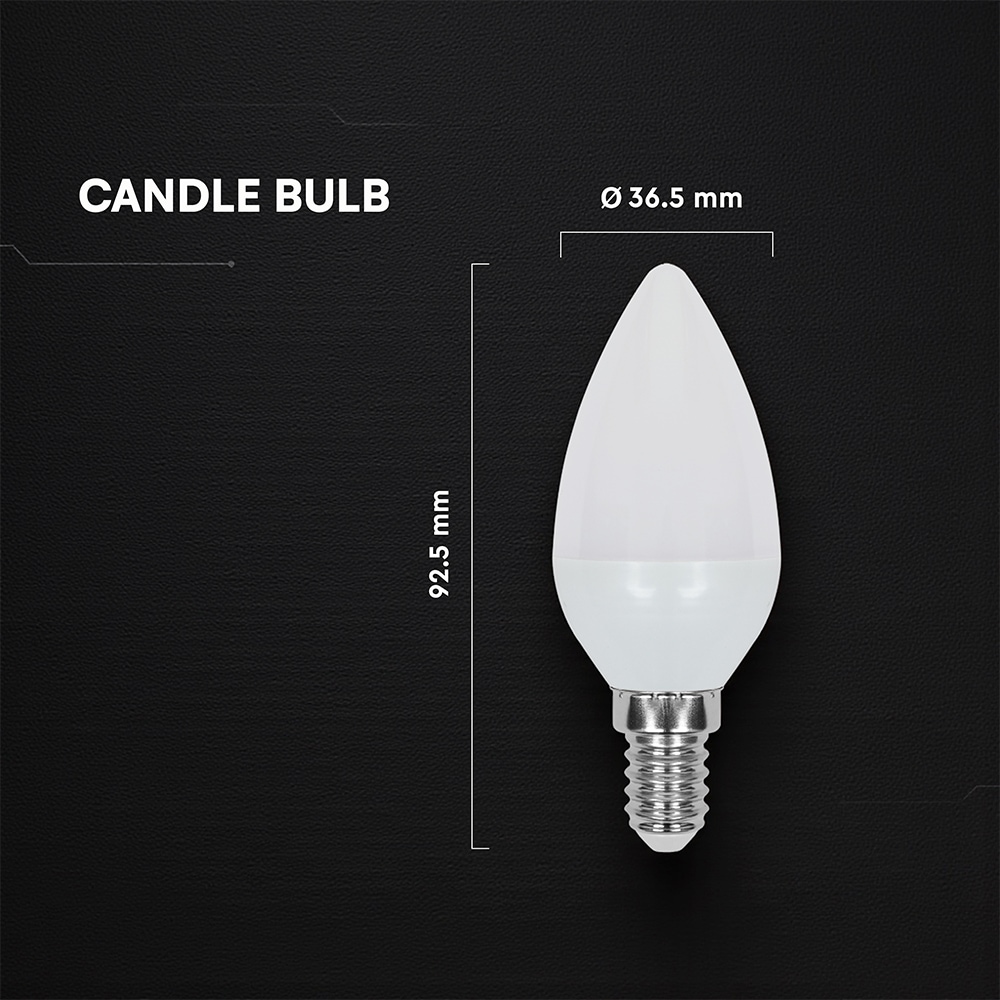 V-TAC LED-Lampe VT-2141226, EEK: F, 3,7W, 320lm, 6500K, C37, E14, 180° V-TAC LED-Lampe VT-2141226, EEK: F, 3,7W, 320lm, 6500K, C37, E14, 180°