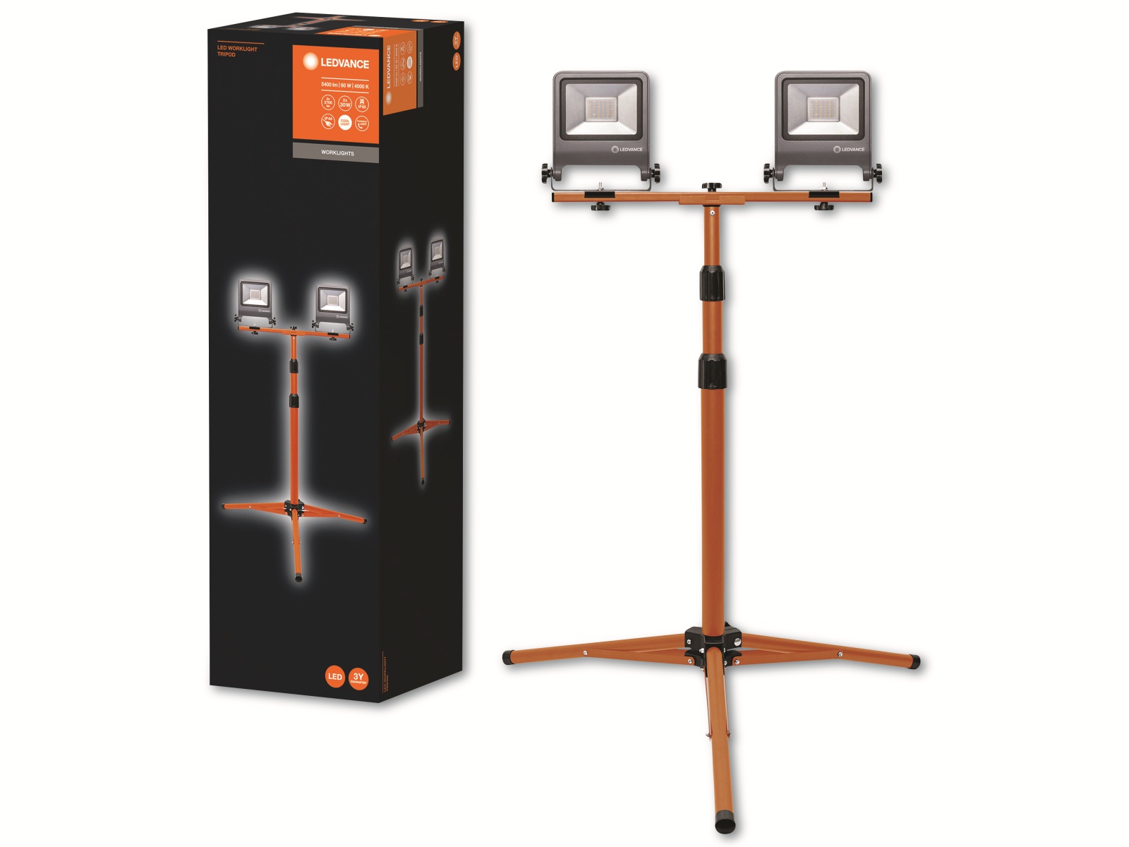 LEDVANCE LED-Baustrahler Tripod, 2x30W, 5000lm, 4000K