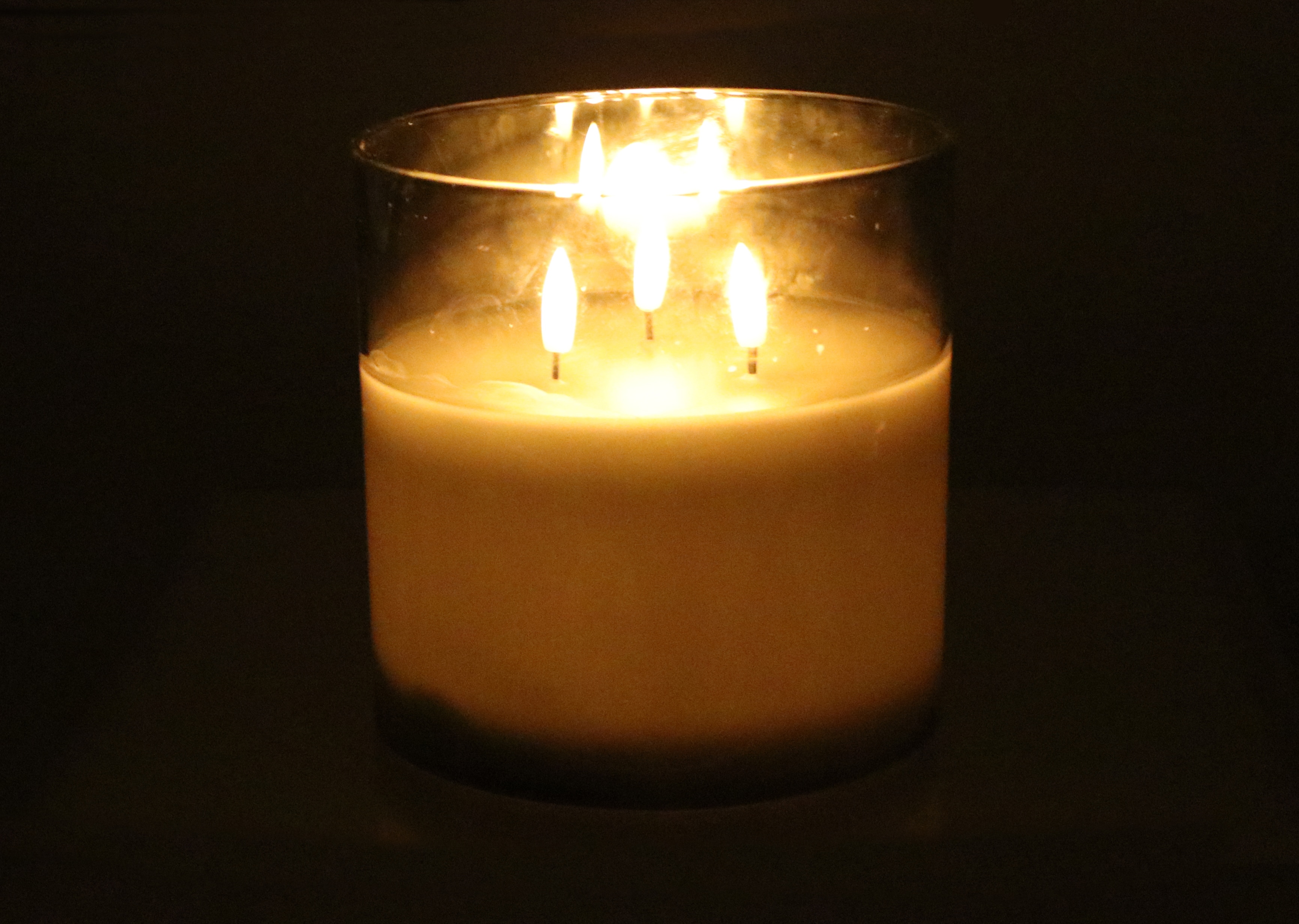LED-Echtwachskerze, Glas, mit Timer, 15x15 cm, Smoke Grau