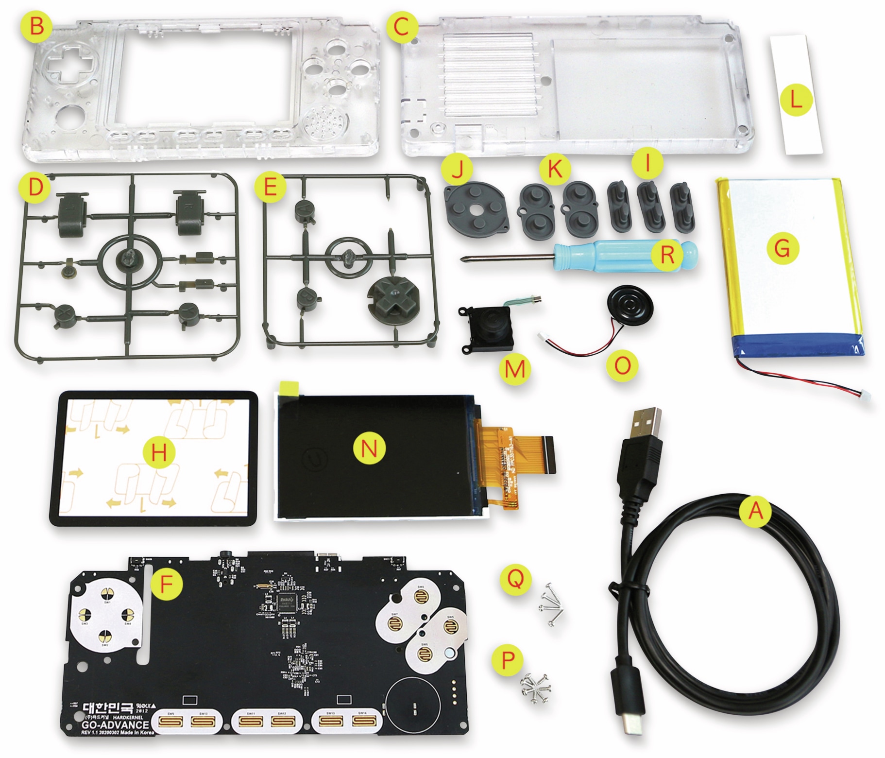 ODROID-GO Advance Black Edition, transparent, Spielekonsole Kit ODROID-GO Advance Black Edition, transparent, Spielekonsole Kit
