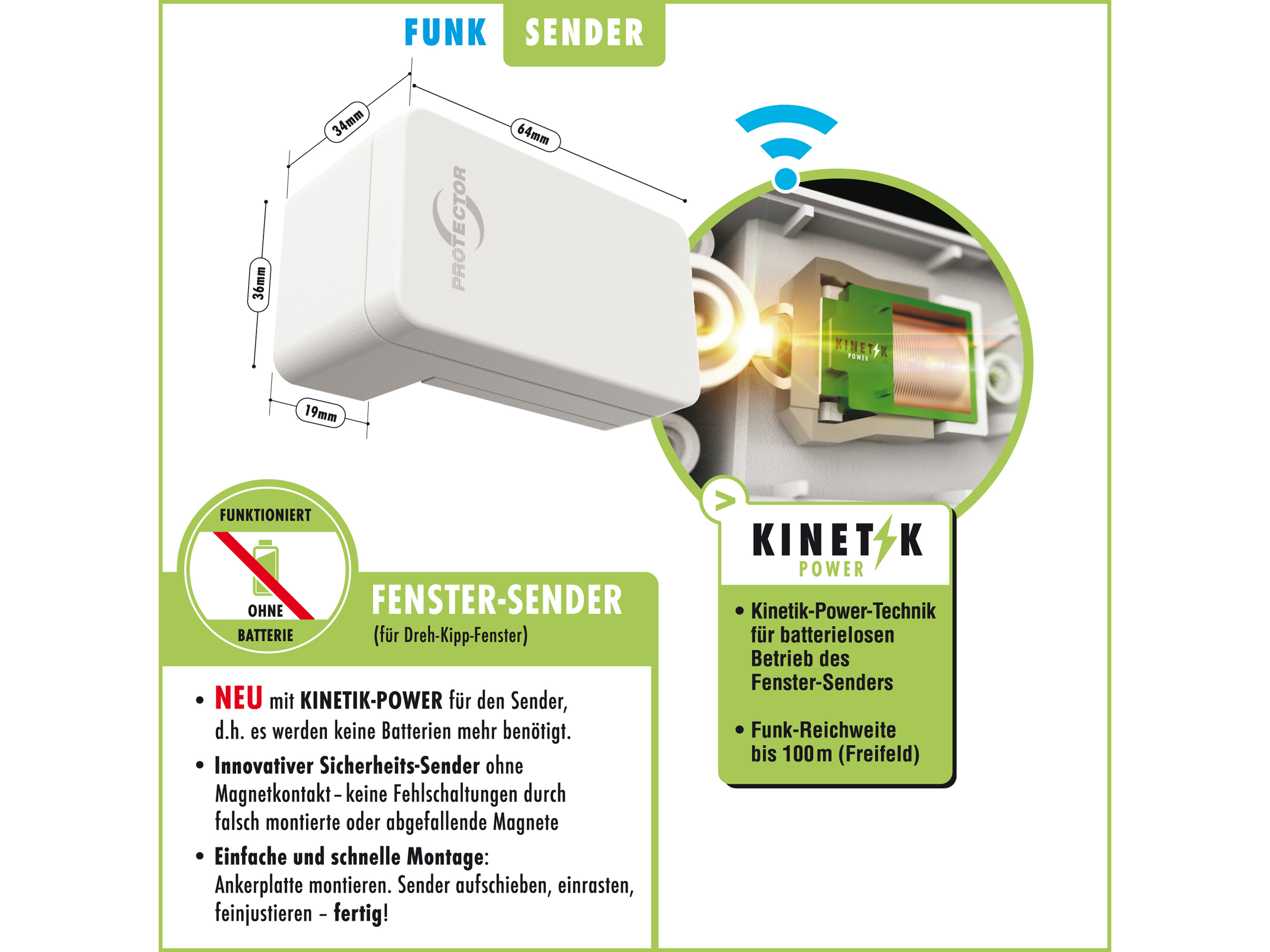 PROTECTOR Funk Abluftsteuerung ASK 5020 mit Kinetik Fenster-Sender