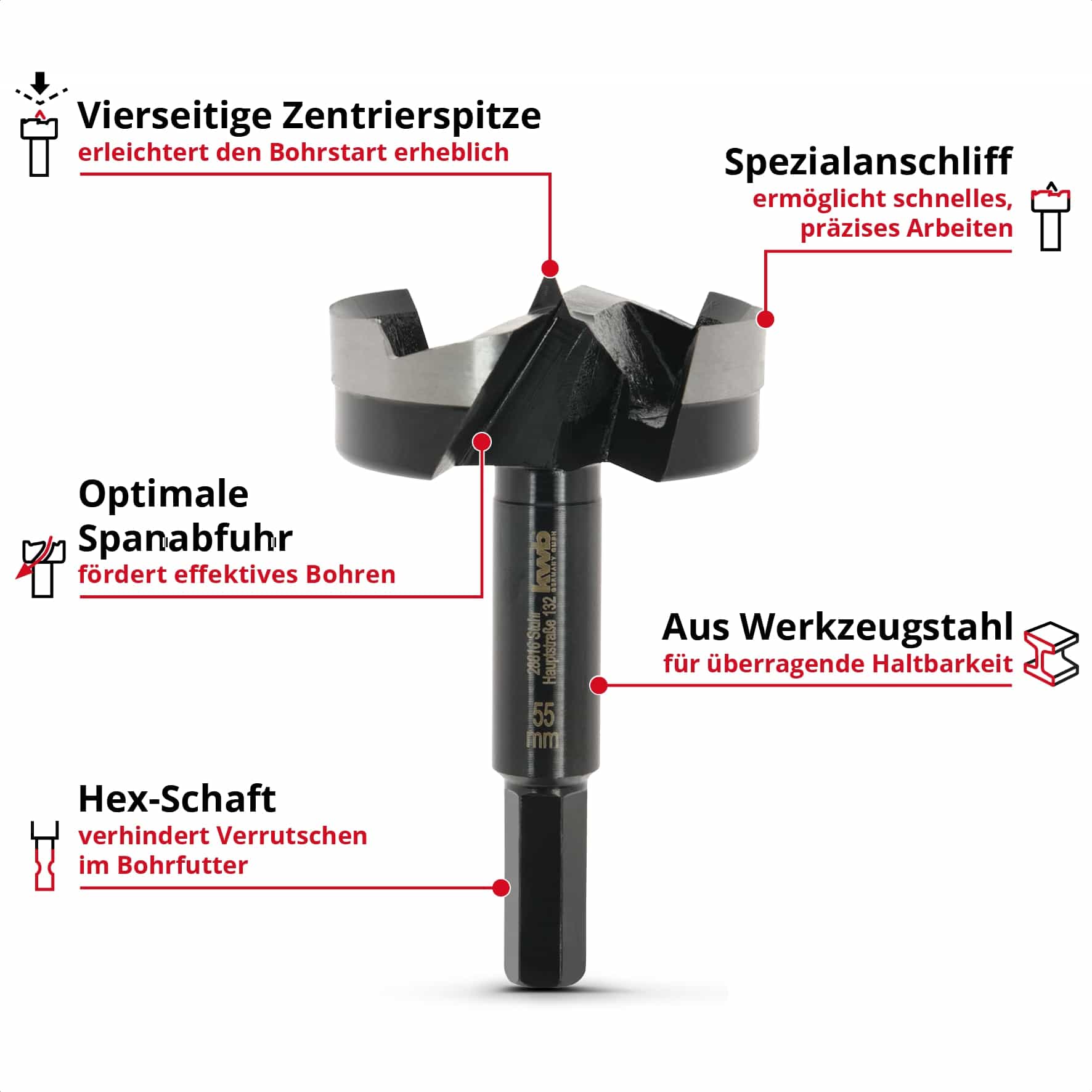 KWB Forstnerbohrer, 706455, 55 mm