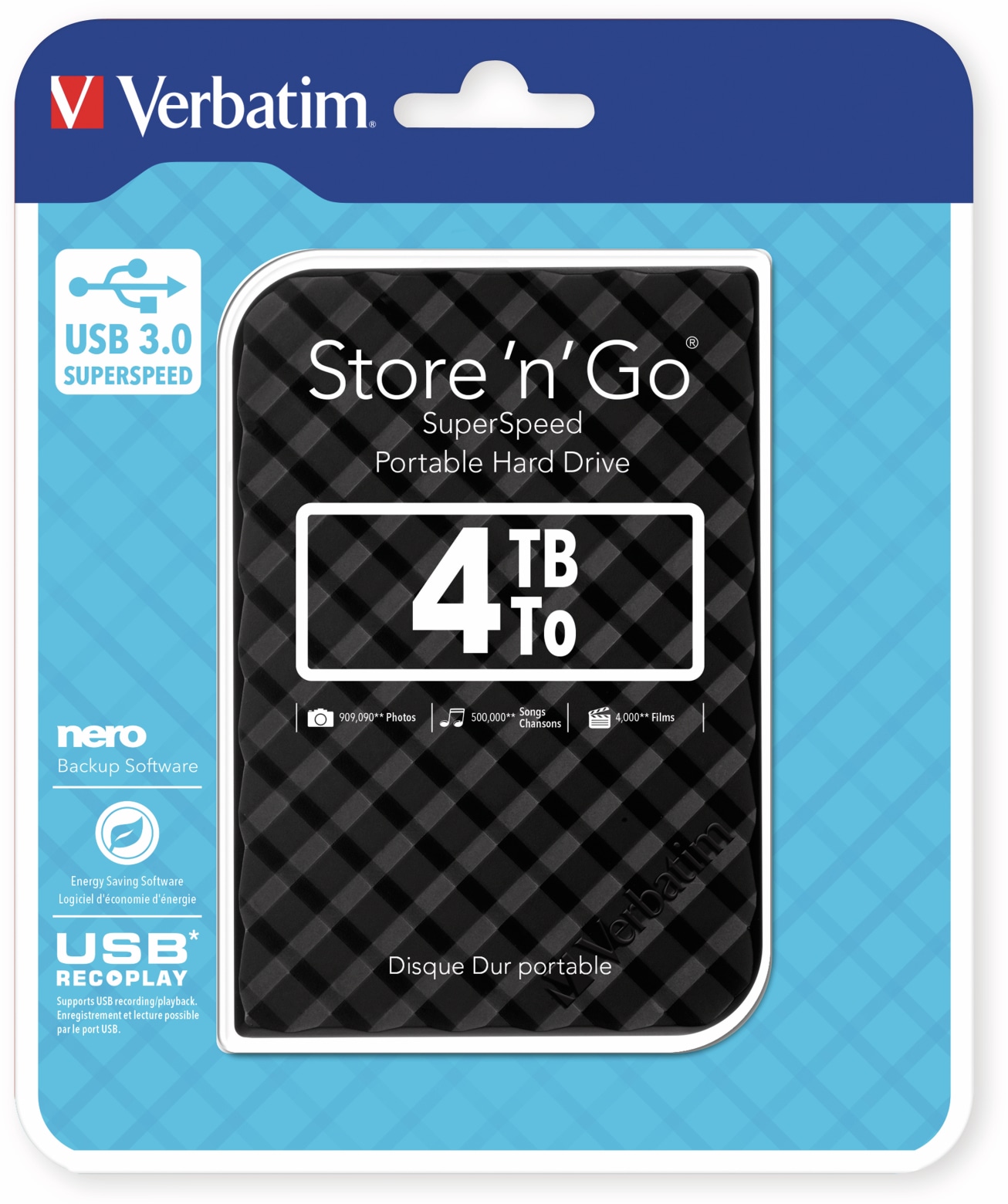 VERBATIM USB3.0 HDD Store´n´Go Gen2, 4 TB, schwarz VERBATIM USB3.0 HDD Store´n´Go Gen2, 4 TB, schwarz
