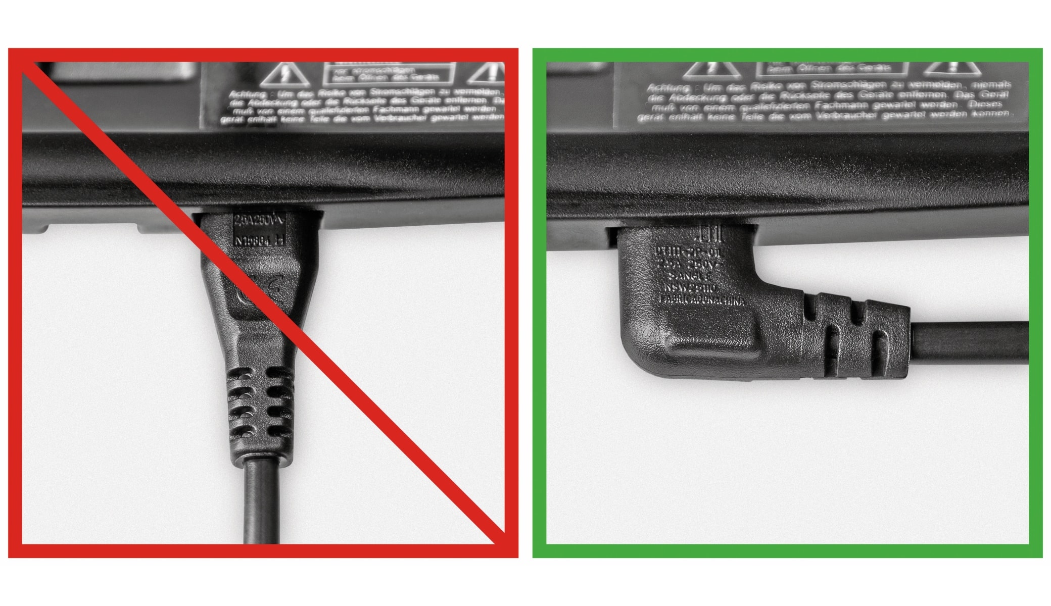 GOOBAY Euro-Netzkabel mit Doppelnutkupplung, weiß, 3m, 90°