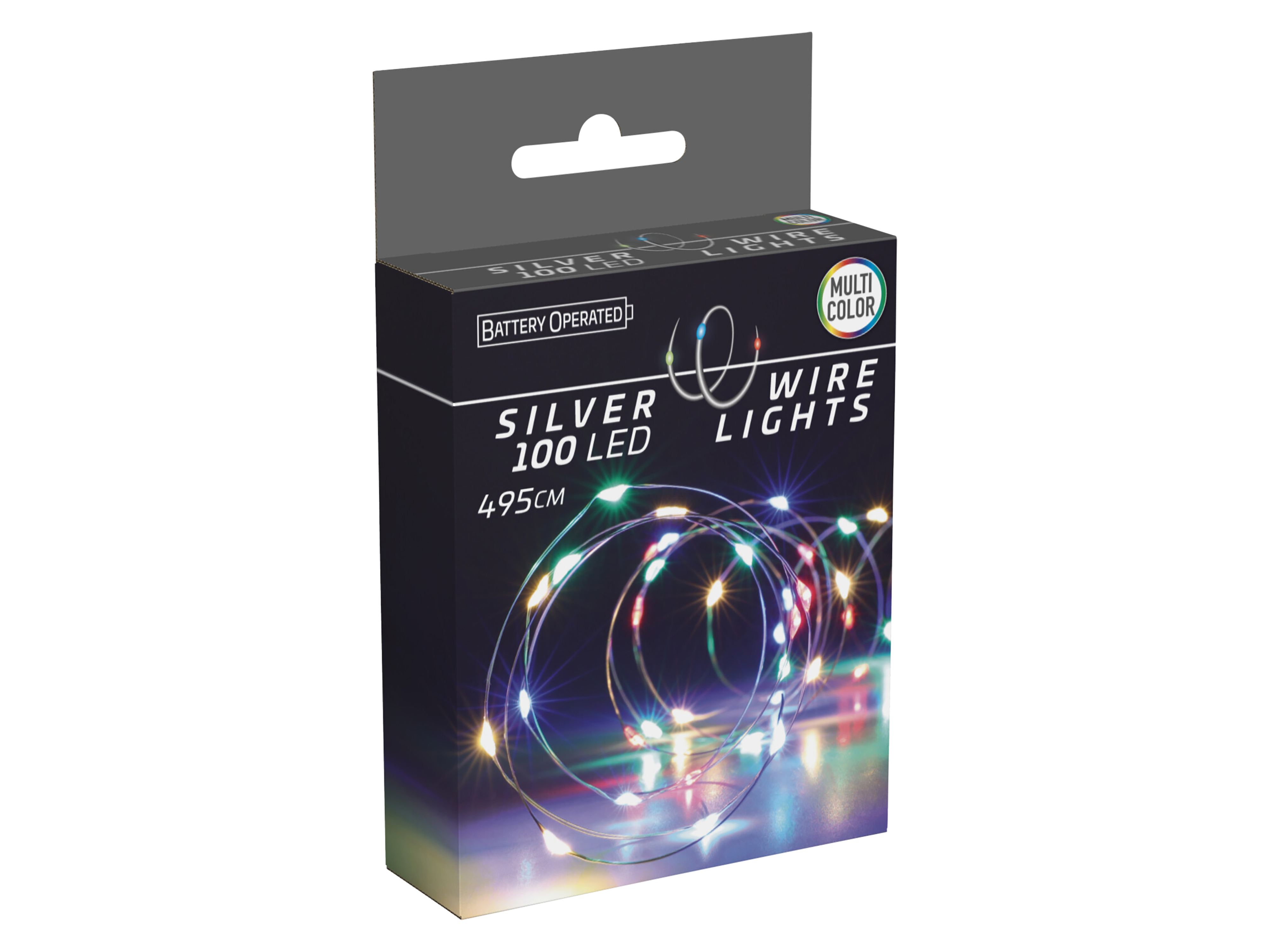 LED-Lichterkette, Silberdraht, 100 LEDs, bunt, Batteriebetrieb LED-Lichterkette, Silberdraht, 100 LEDs, bunt