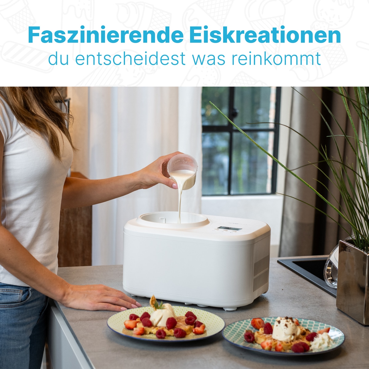 CLATRONIC Eismaschine ICM 3799, Eiscreme, Joghurt, Frozen Joghurt, Sorbet, weiß
