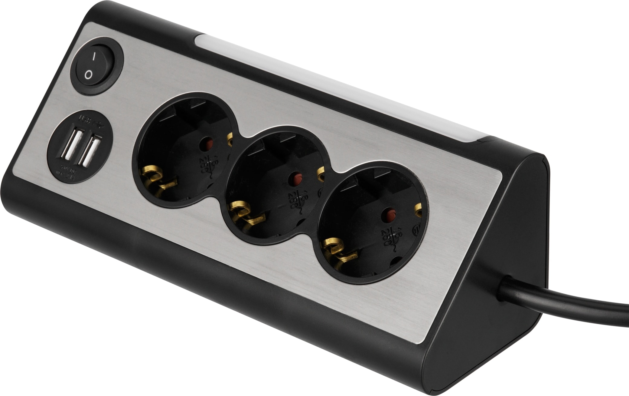 REV Steckdosenblock, 3-fach, 2x USB, beleuchtet REV Steckdosenblock, 3-fach, 2x USB, beleuchtet