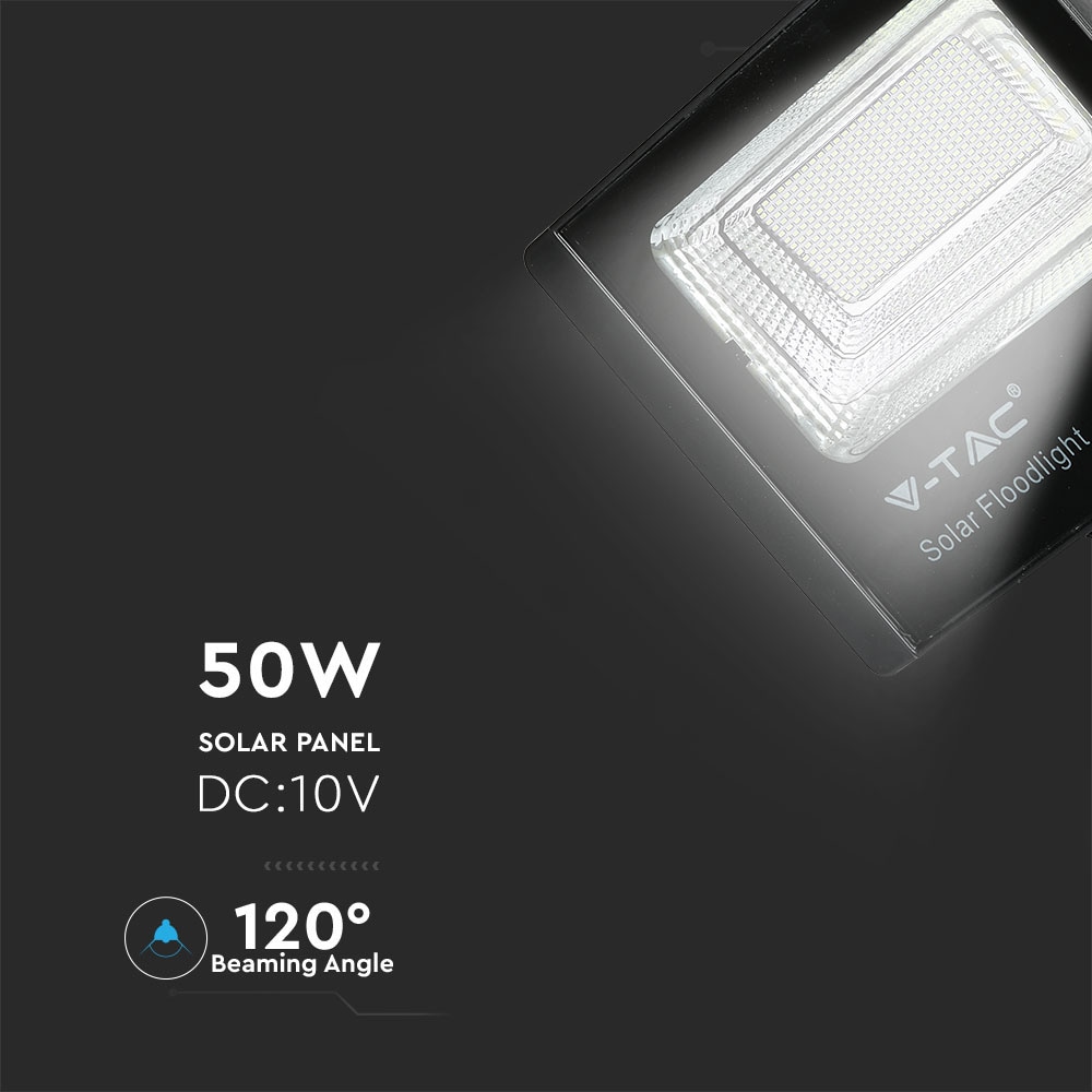 V-TAC Solar LED-Fluter VT-300W, 50 W, 4000 K, mit Panel + Fernbedienung