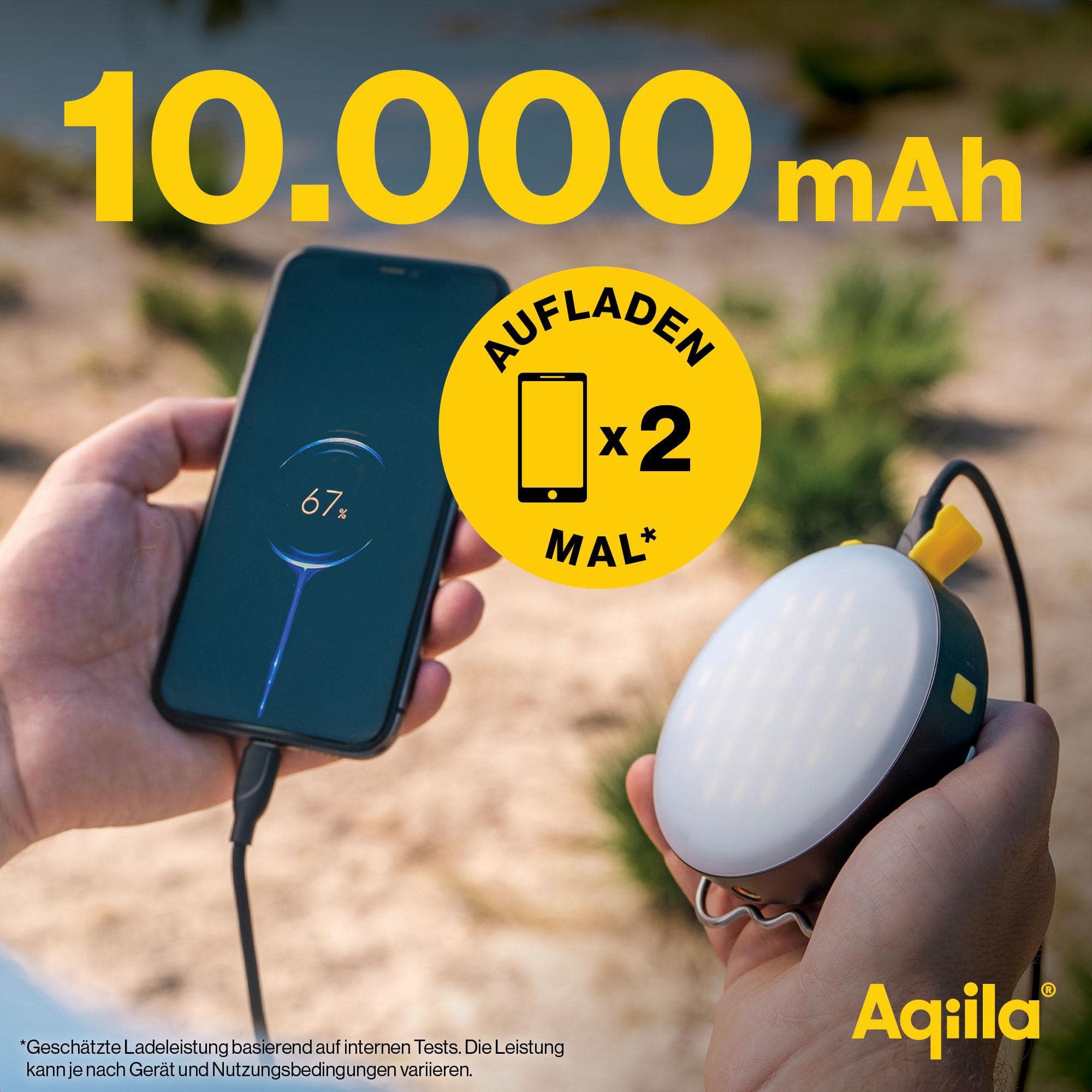 AQIILA BL10, Leuchte, 20 W mit Powerbank, 10.000mAh, schwarz AQIILA Powerbank BL10, mit Leuchte, 20 W, 10.000mAh, schwarz