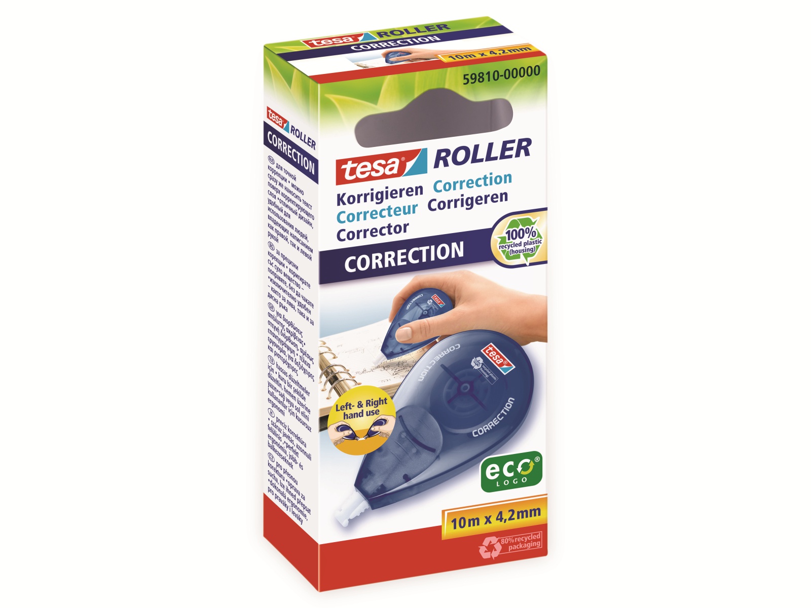 TESA Roller Korrigieren ecoLogo® Seitwärtsroller, 10m:4,2mm, 59810-00000-01