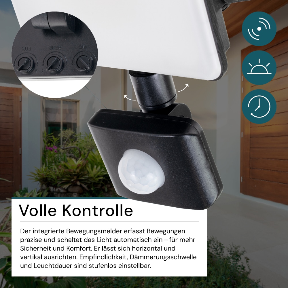 LUXULA LED-Fluter mit Bewegungsmelder, EEK: F, 30W, 3000lm, 4000K, IP55, mattschwarz LUXULA LED-Fluter mit Bewegungsmelder, EEK: F, 30W, 3000lm, 4000K, IP55, mattschwarz