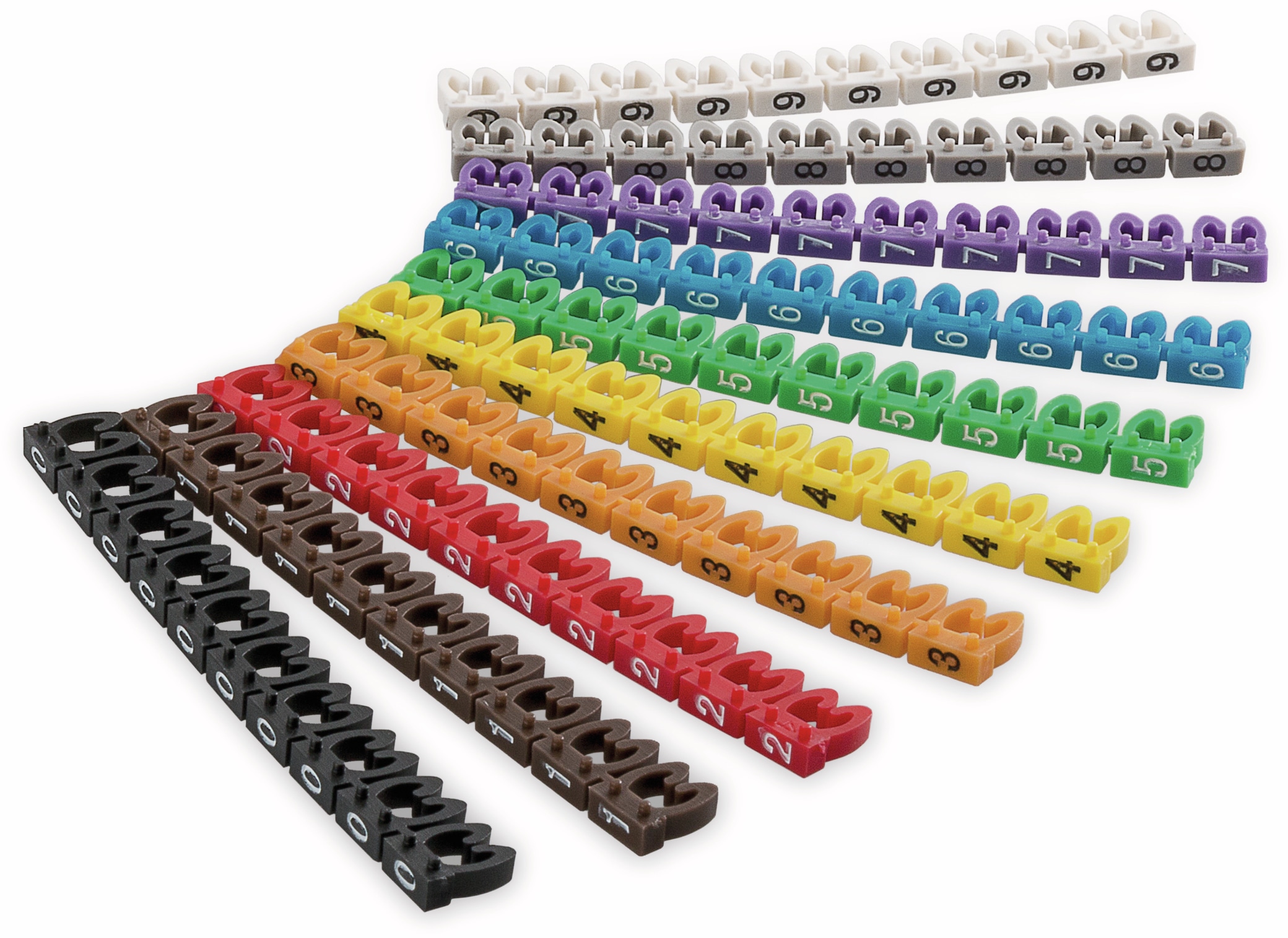 GOOBAY Kabelmarker-Clips "Ziffern 0-9", für Kabeldurchmesser bis 4 mm, 100 St.