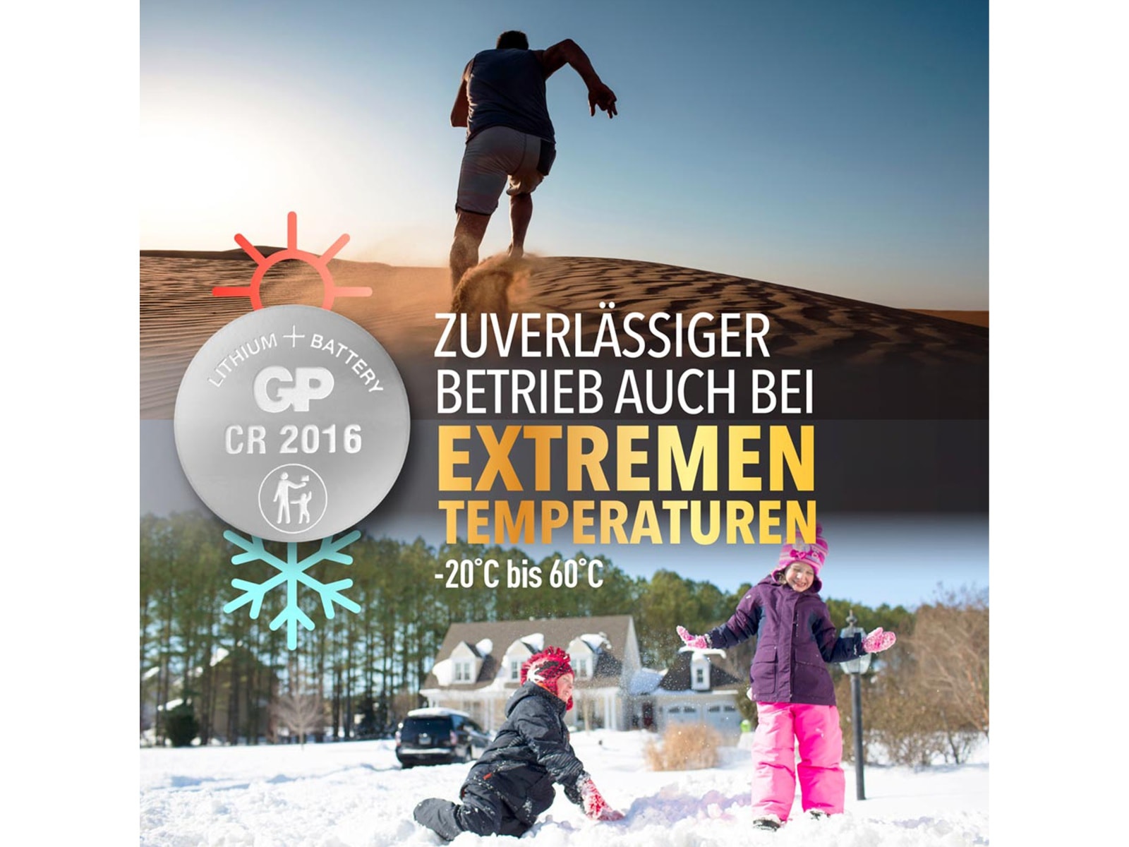 GP Knopfzelle, CR2016, Lithium, 3 V, 2 St.