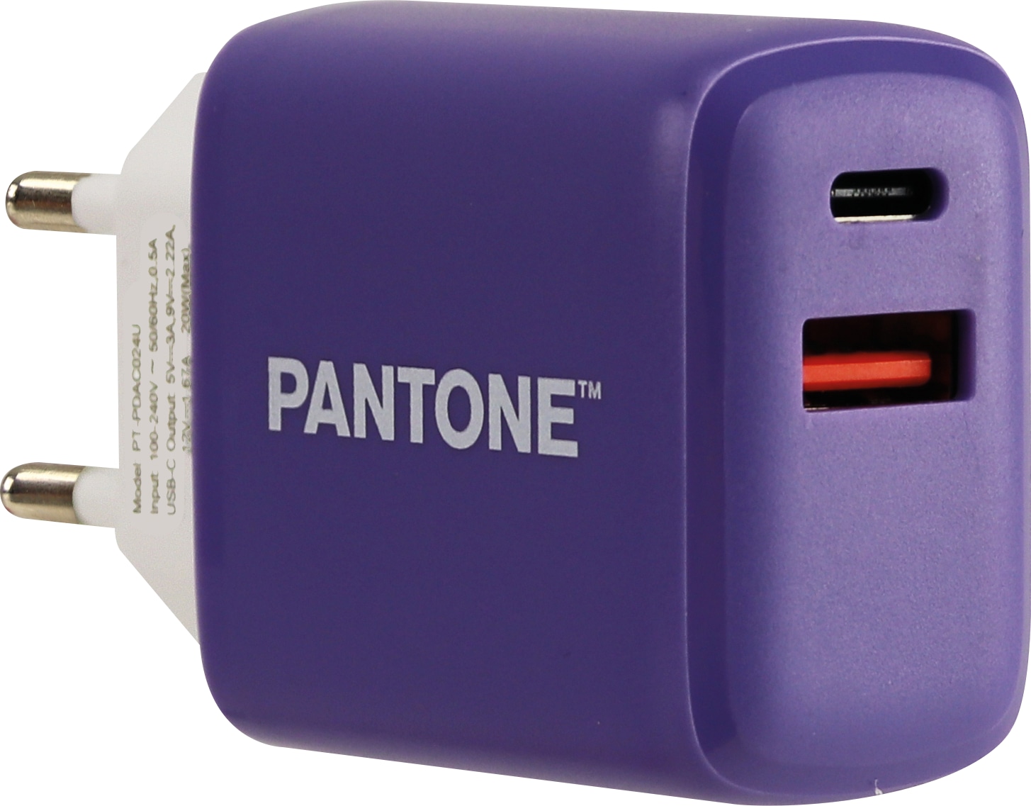 PD-Schnellladegerät USB-A + USB-C PT-PDAC024U, lila PD-Schnellladegerät USB-A + USB-C PT-PDAC024U, lila