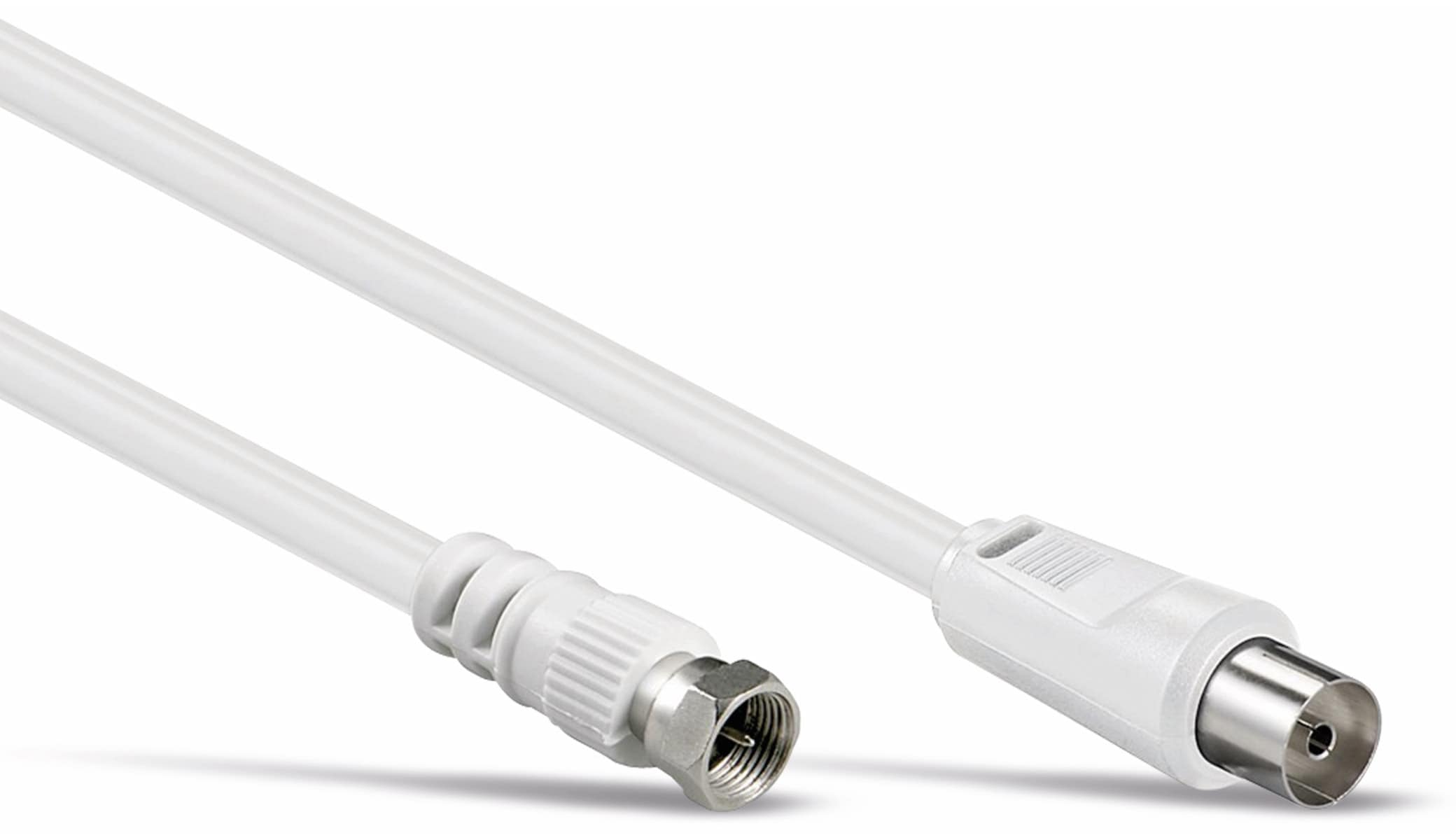 GOOBAY SAT-Antennenanschlusskabel F-Stecker/Koaxkupplung, weiß, 1,5 m GOOBAY SAT-Antennenanschlusskabel F-Stecker/Koaxkupplung, weiß, 1,5 m