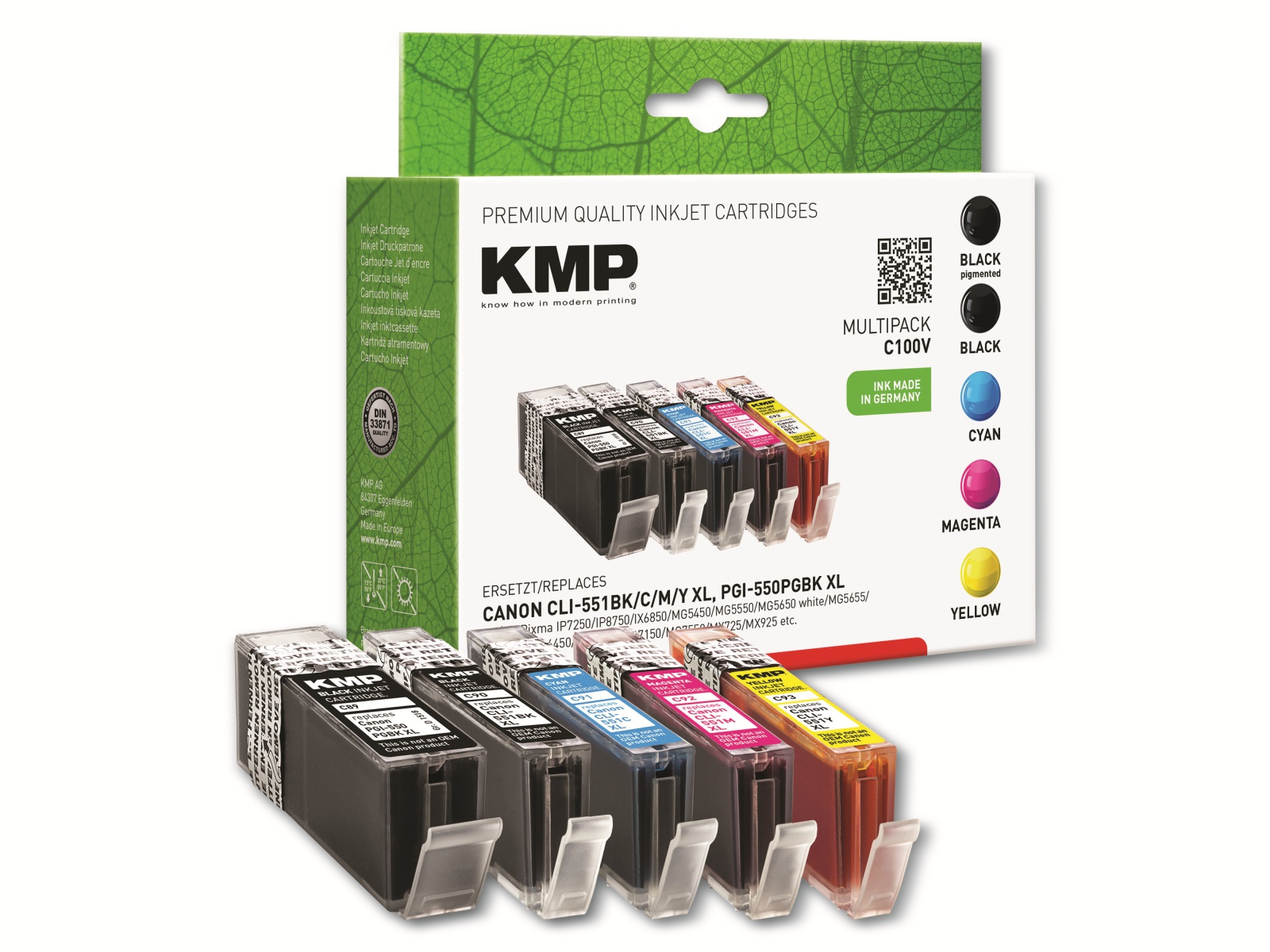 KMP Tintenpatronen-Set kompatibel zu Canon PGI-550PGBK XL, Nr. 551 KMP Tintenpatronen-Set kompatibel zu Canon PGI-550PGBK XL, Nr. 551