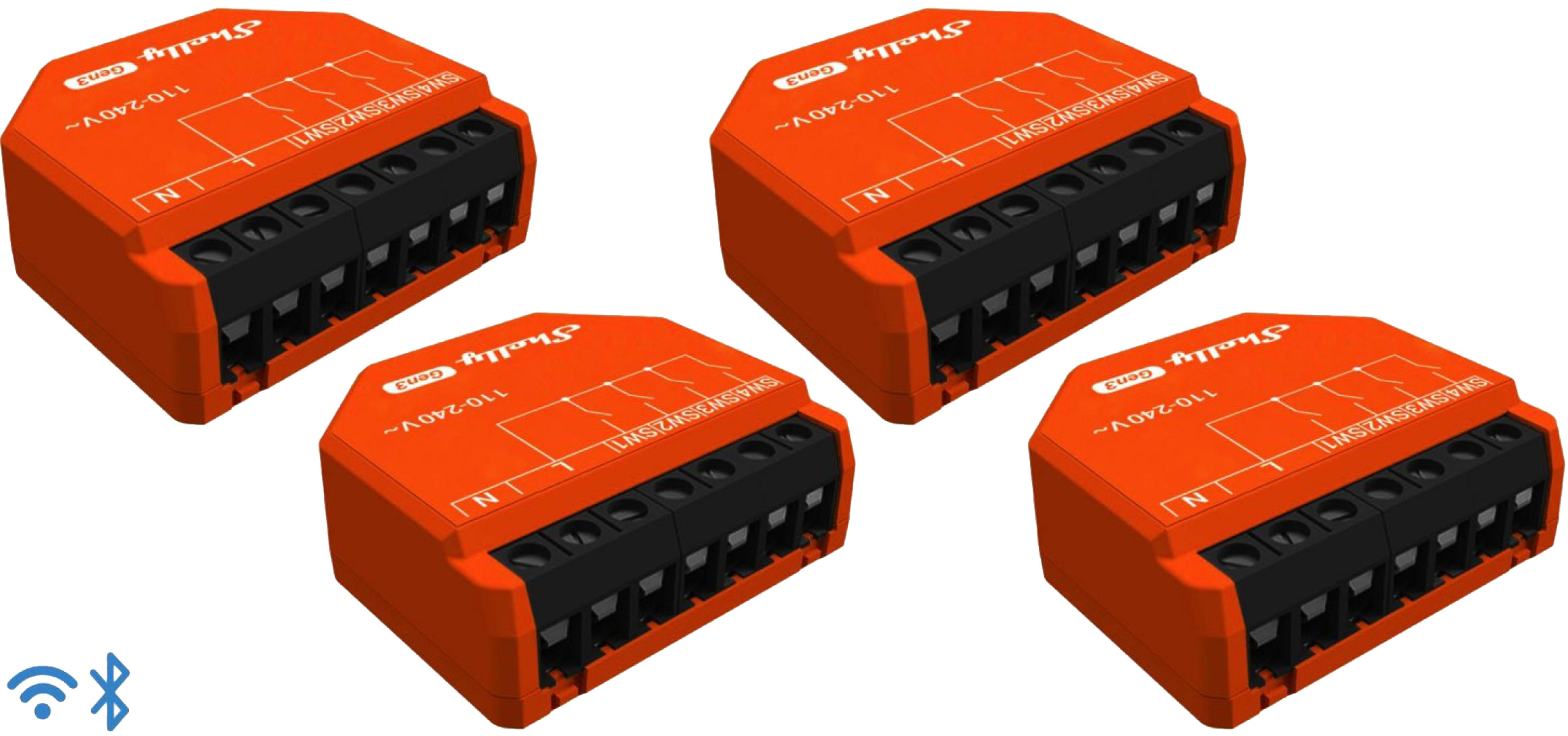SHELLY Szenenaktivierer i4 Gen3, Bluetooth und WLAN, 4 Stück SHELLY Szenenaktivierer i4 Gen3, Bluetooth und WLAN, 4 Stück