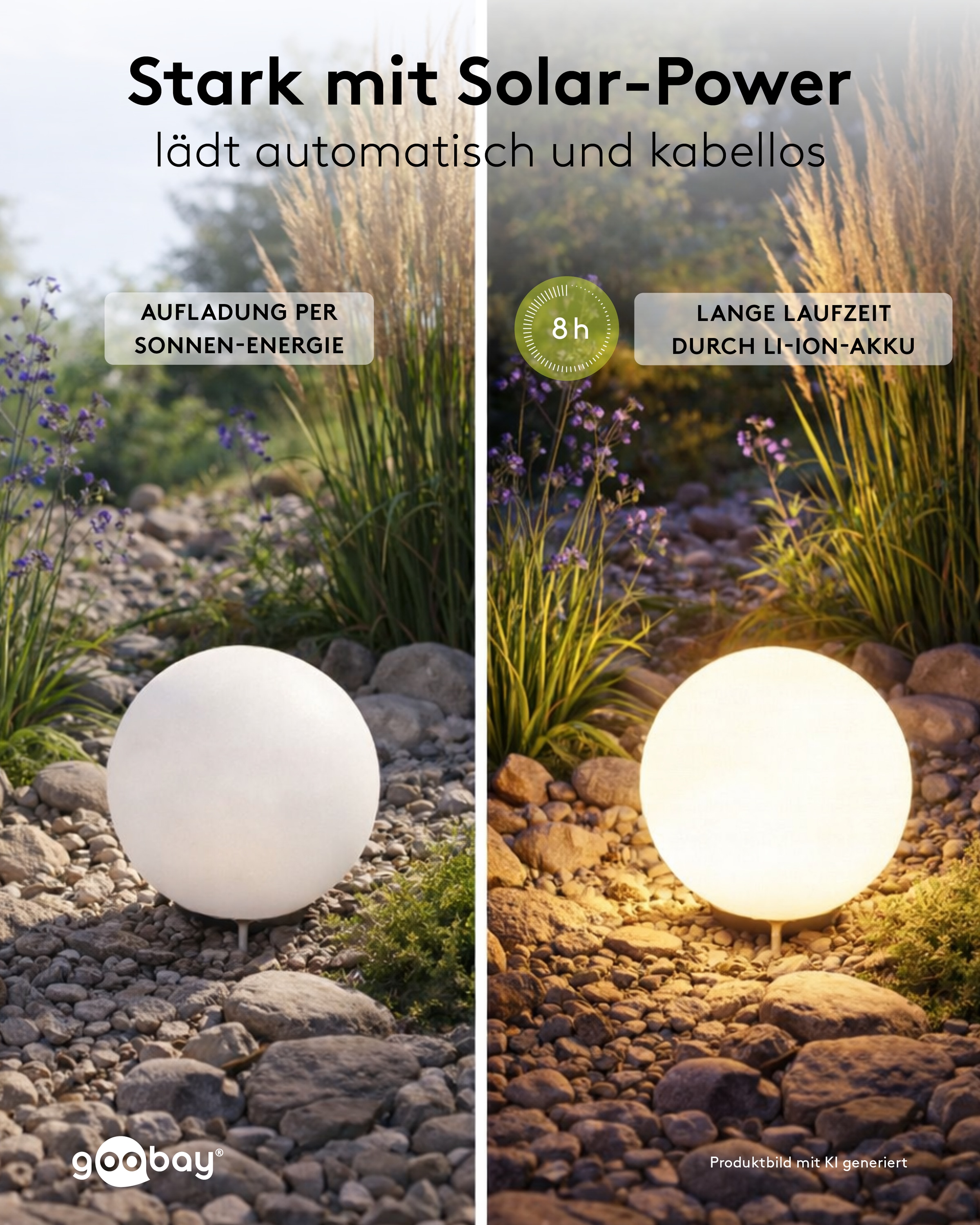 GOOBAY LED-Solar-Gartenleuchte, 35 cm, Kugel, Größe XL, RGBW GOOBAY LED-Solar-Gartenleuchte, 35 cm, Kugel, Größe XL, RGBW
