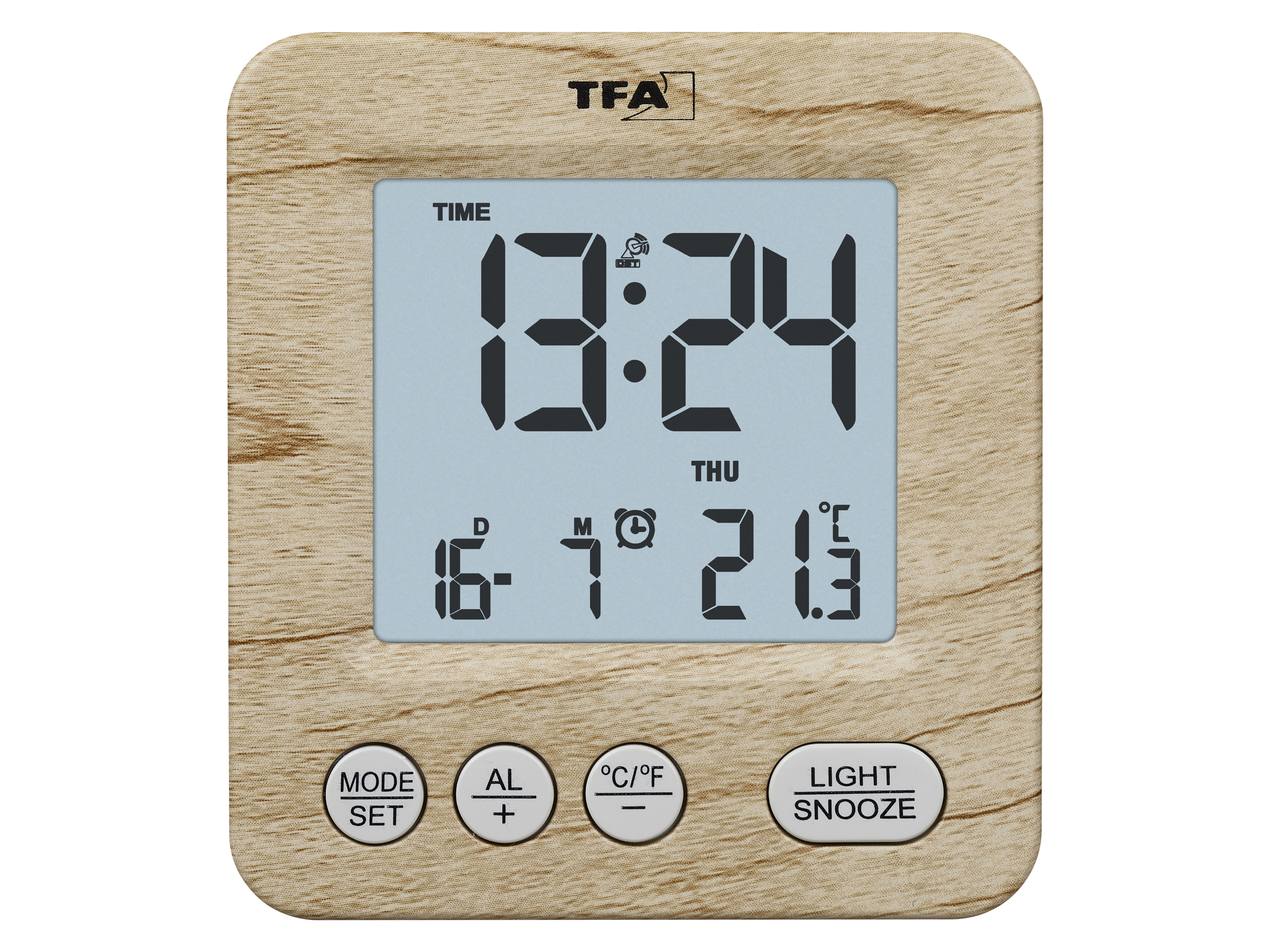 TFA Digitaler Funkwecker NOX 60.2567.08, holzoptik