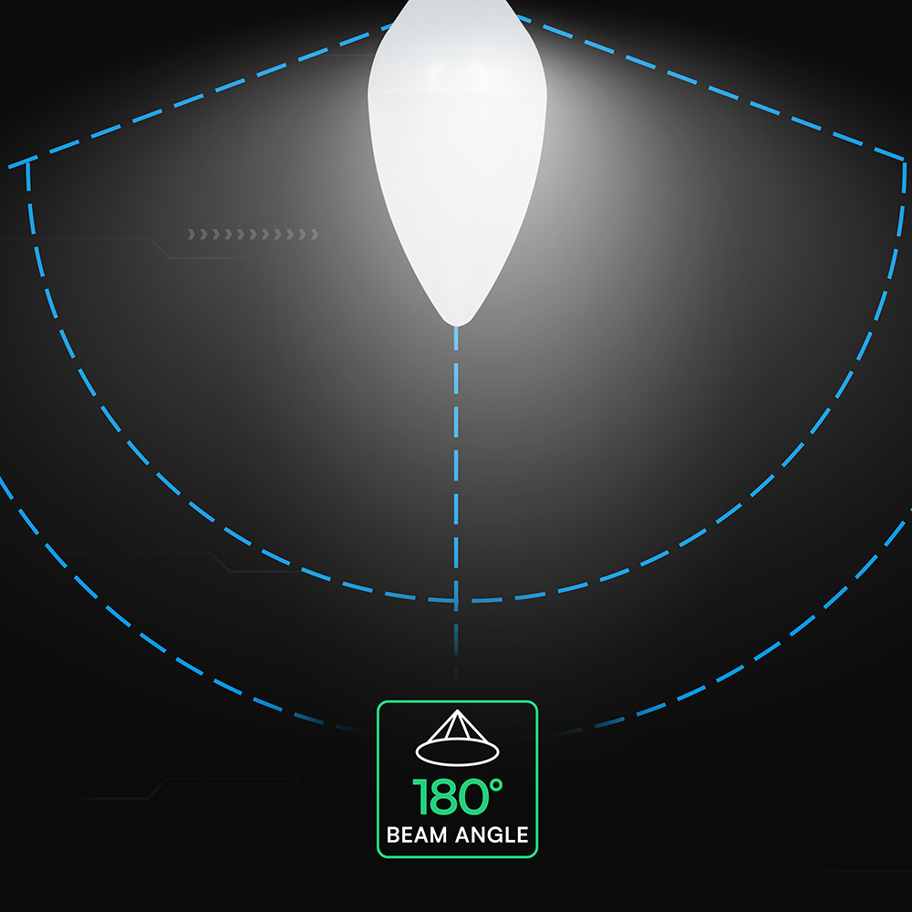 V-TAC LED-Lampe VT-2141666, EEK: F, 3,7W, 320lm, 4000K, C37, E14, 180°