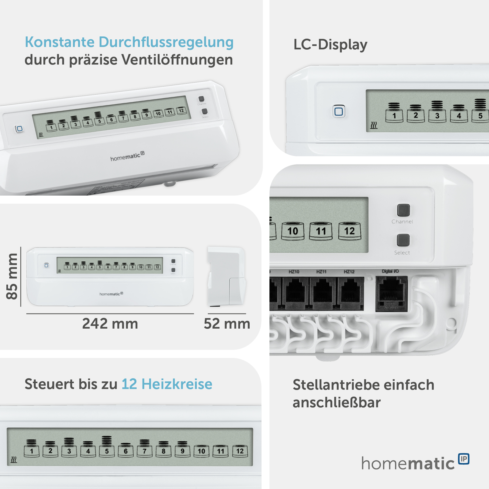 HOMEMATIC IP Smart Home 153621A0, Fußboden- Heizungsaktor, 12-fach, motorisch HOMEMATIC IP Smart Home 153621A0, Fußboden- Heizungsaktor, 12-fach, motorisch