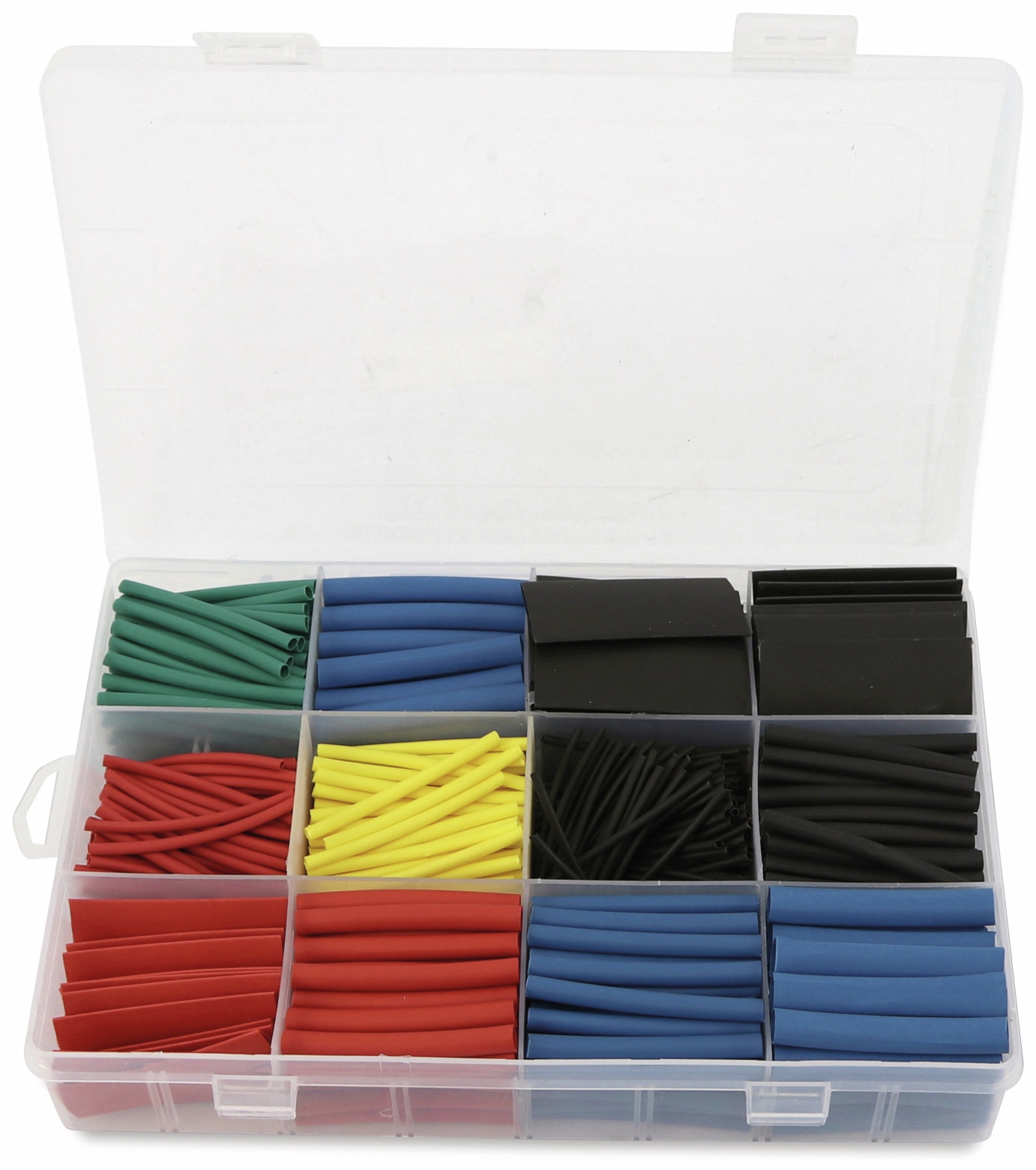 Schrumpfschlauch-Sortiment, 560-teilig im Sortimentskasten, Schrumpfrate 2:1, bunt
